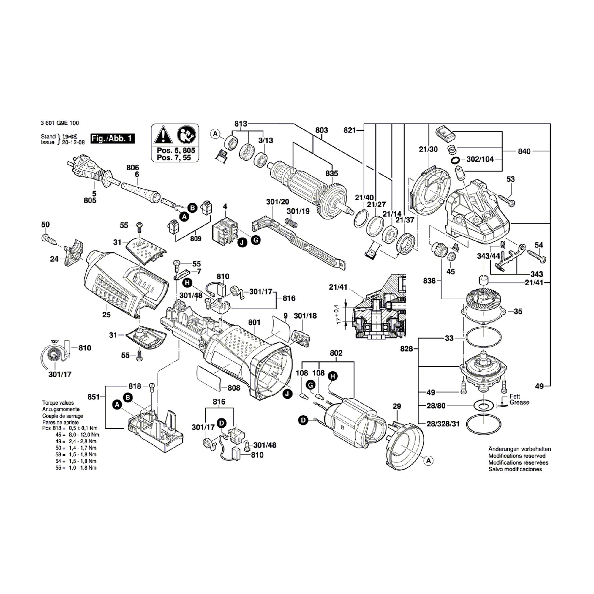 Vue éclatée Bosch GWS13-125CIX 3601G9E100 #01