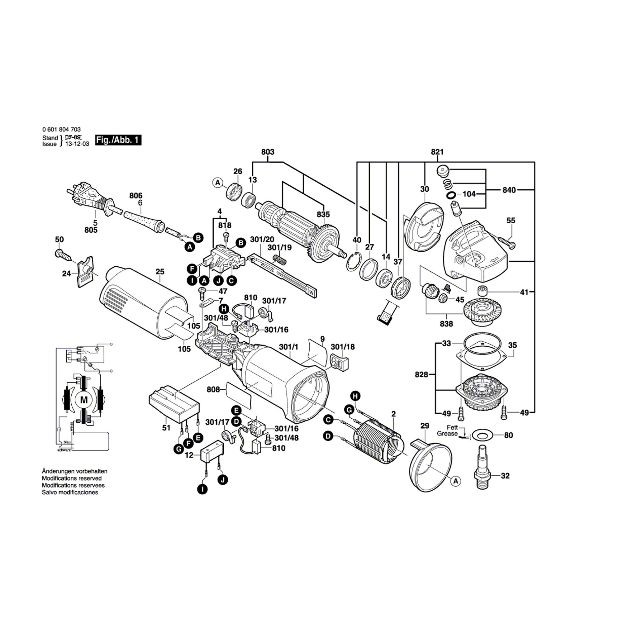 Vue éclatée Bosch GWS14-125C 0601804703 #01