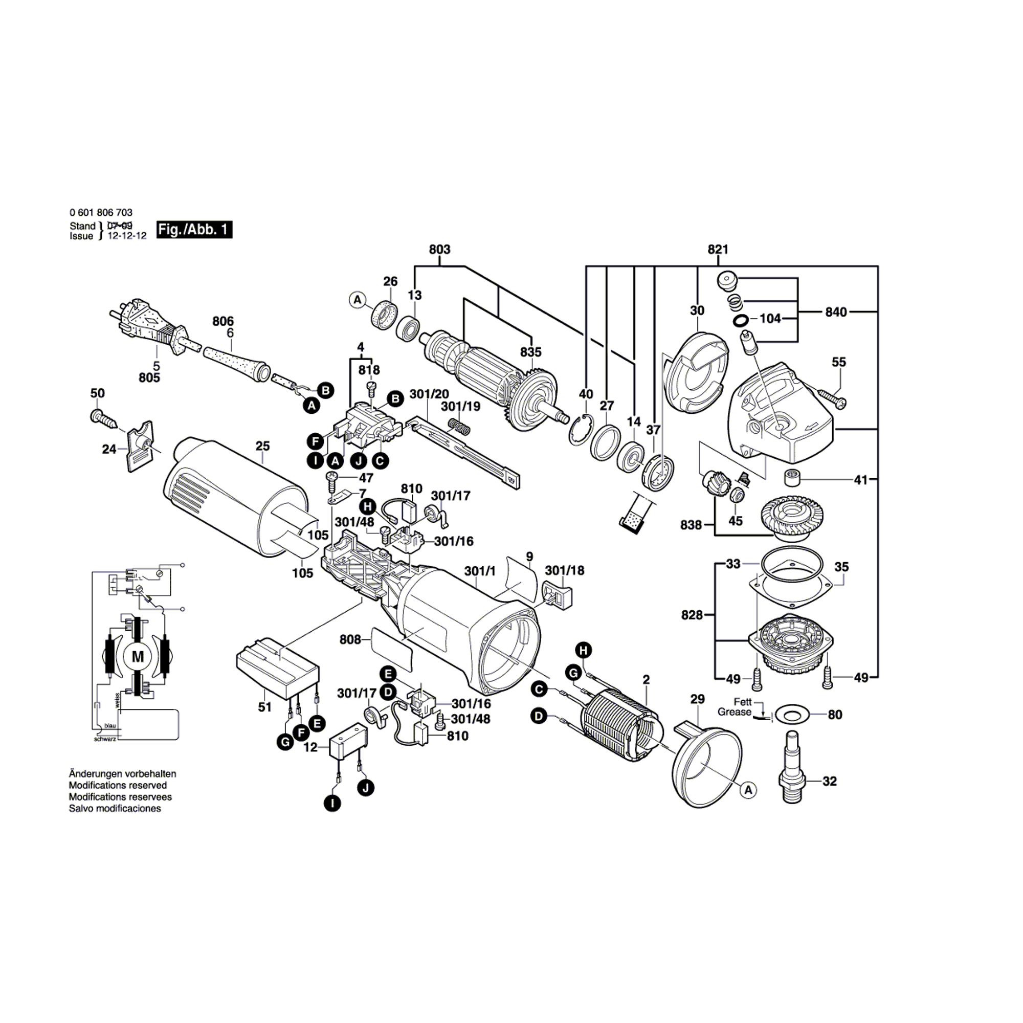 Vue éclatée Bosch GWS14-150C 0601806703 #01