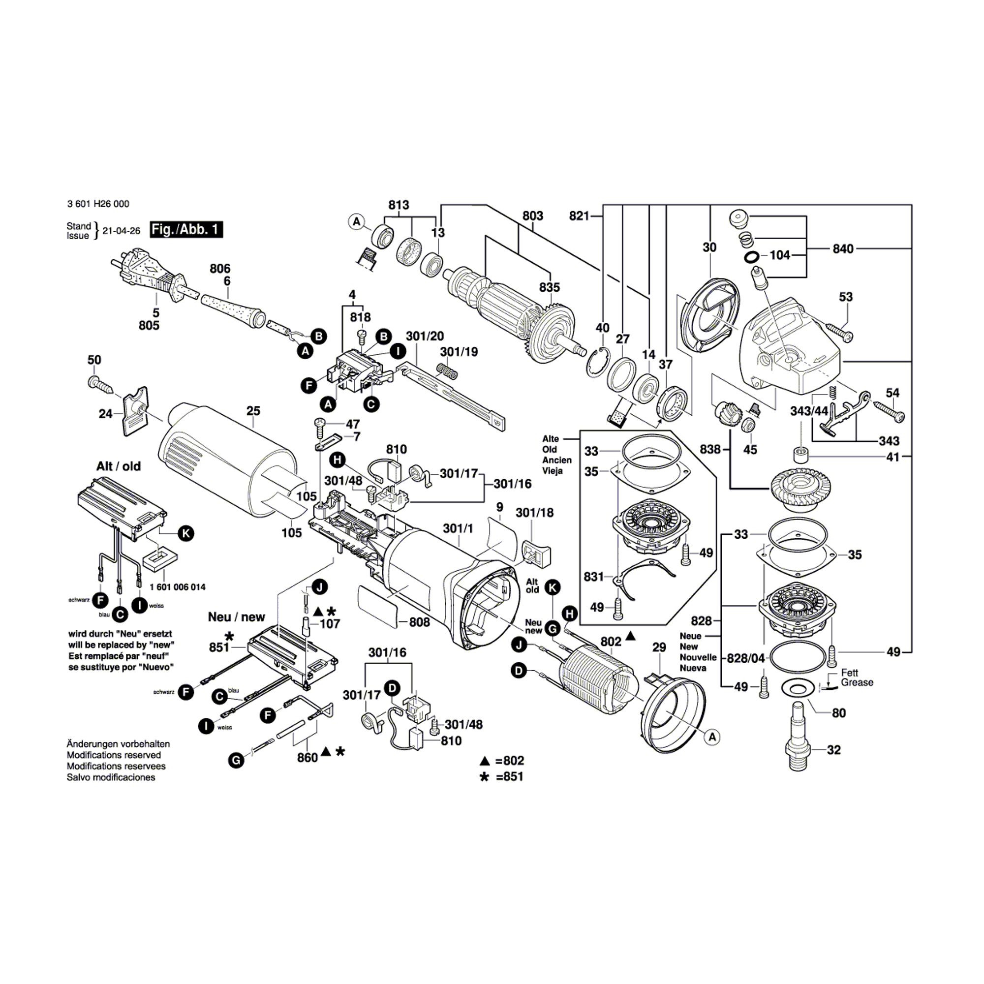 Vue éclatée Bosch GWS14-150CI 3601H26000 #01