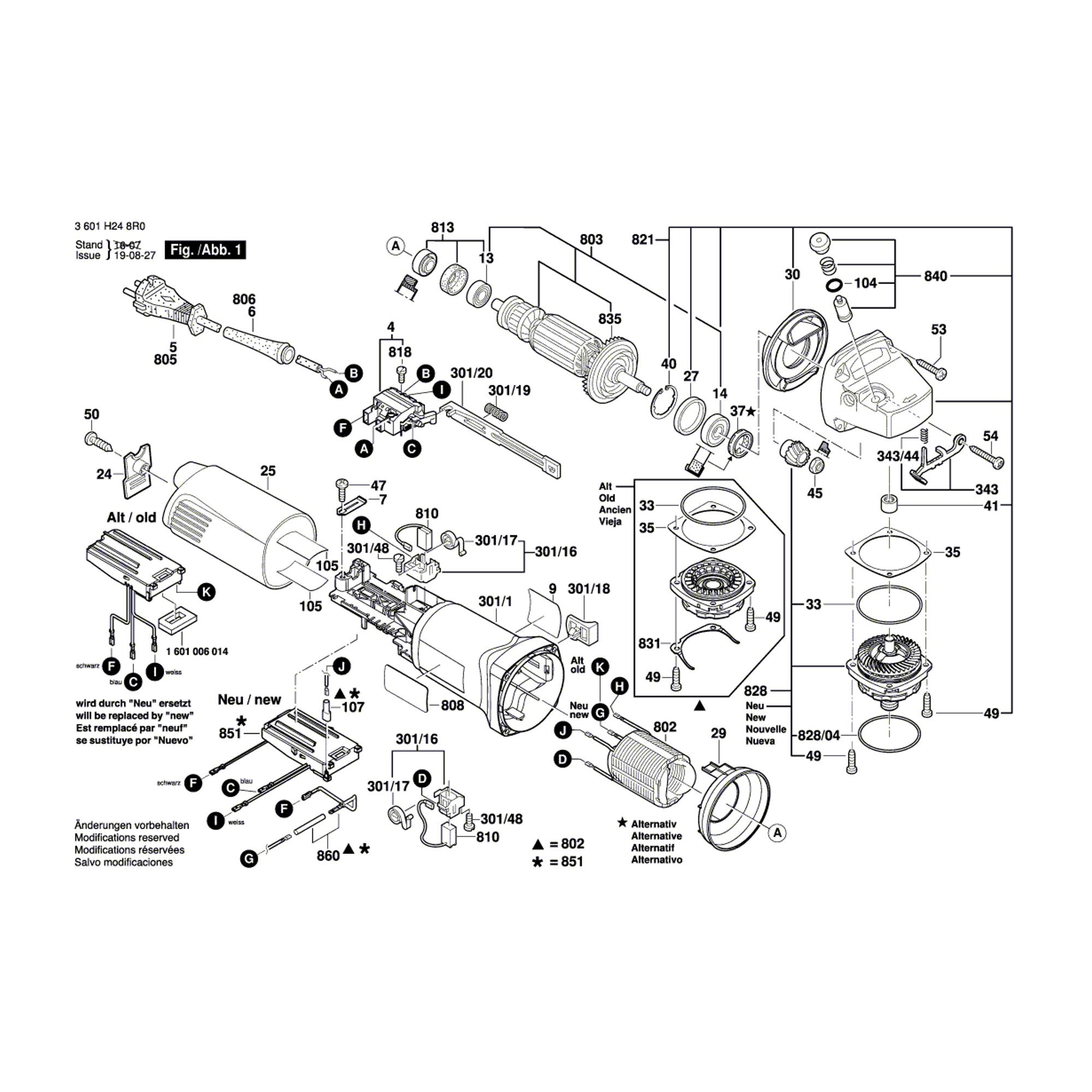 Vue éclatée Bosch GWS1400 3601H248R0 #01