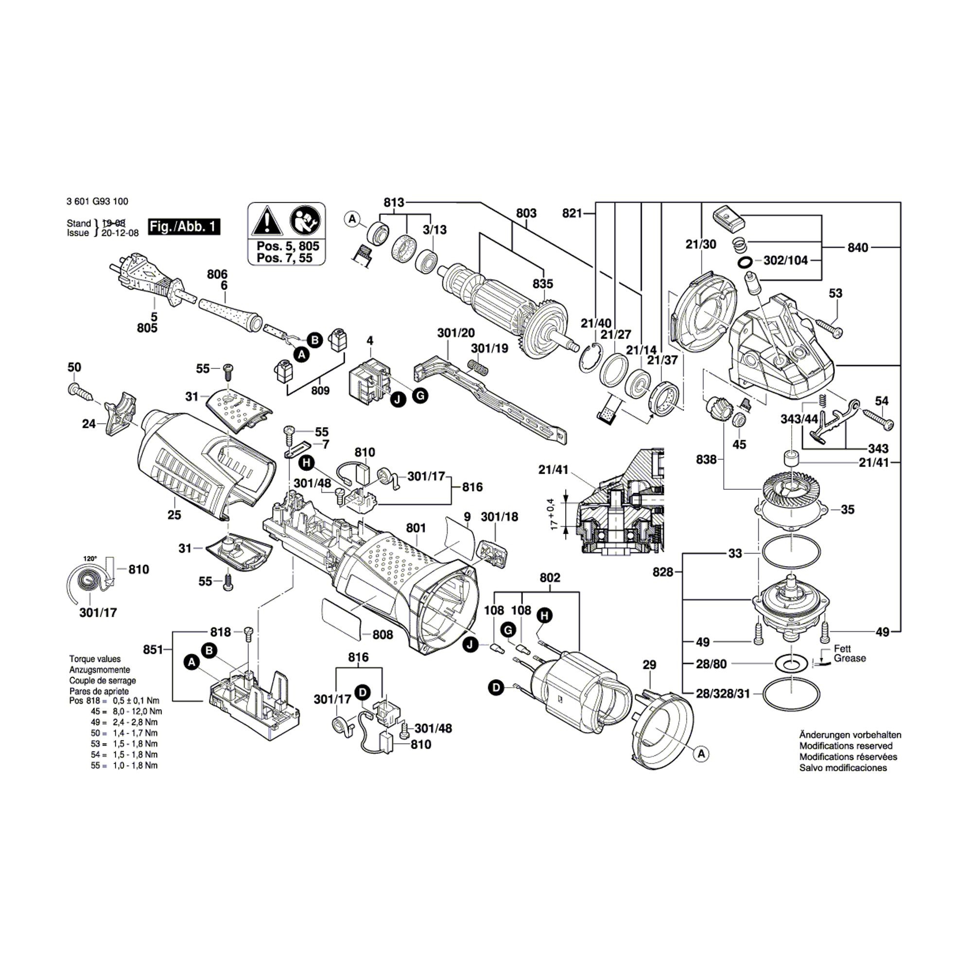 Vue éclatée Bosch GWS15-125CIX 3601G95100 #01