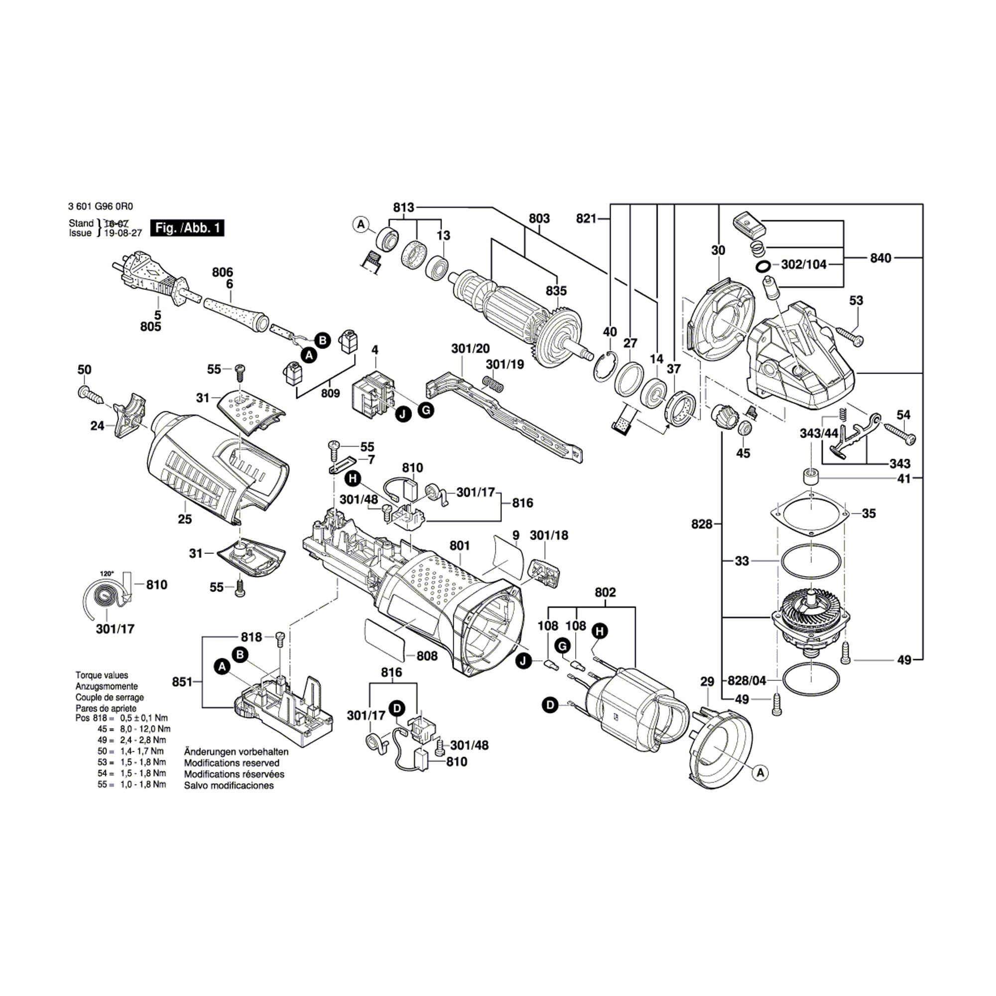 Vue éclatée Bosch GWS17-125CIE 3601G960R0 #01