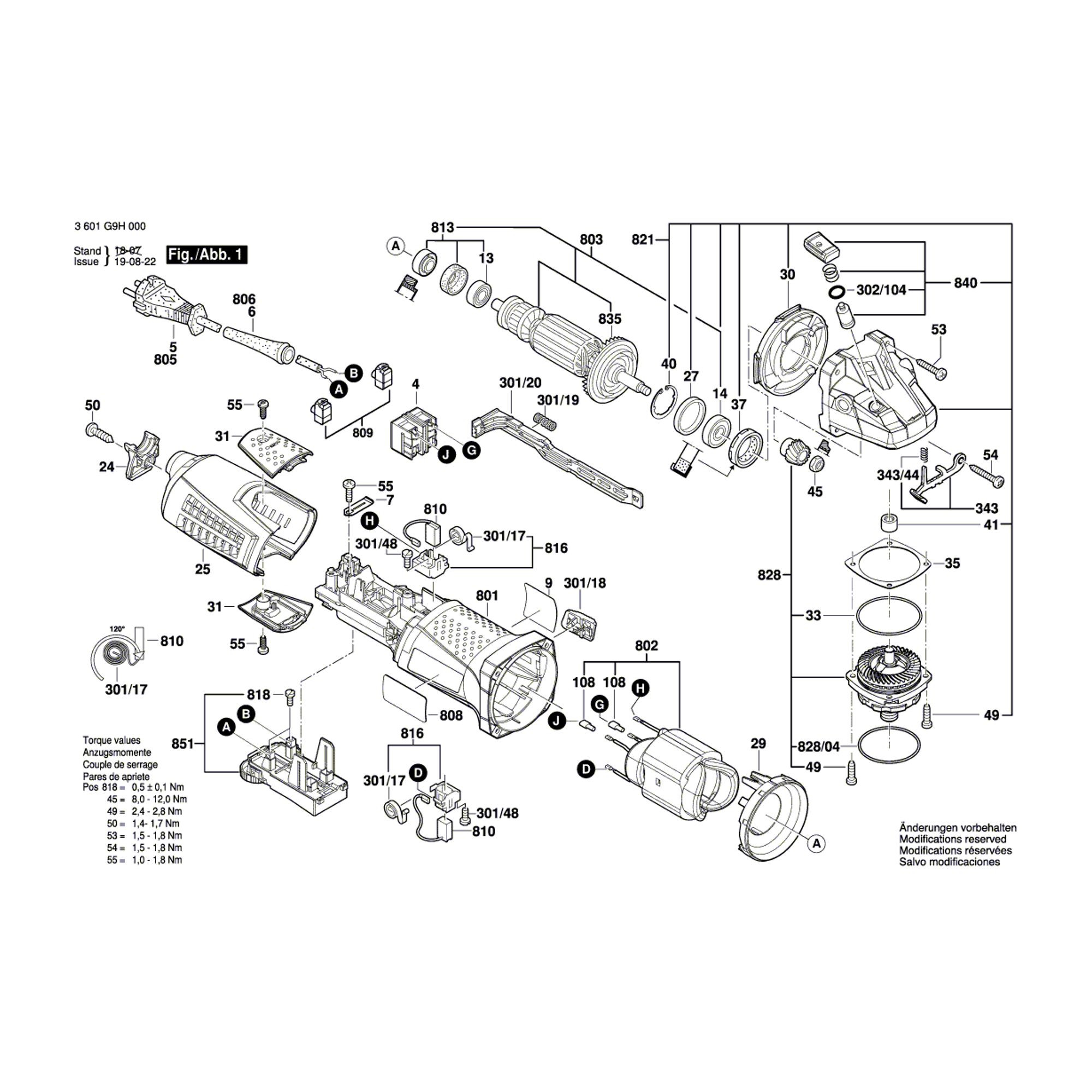 Vue éclatée Bosch GWS17-125CIT 3601G9J000 #01