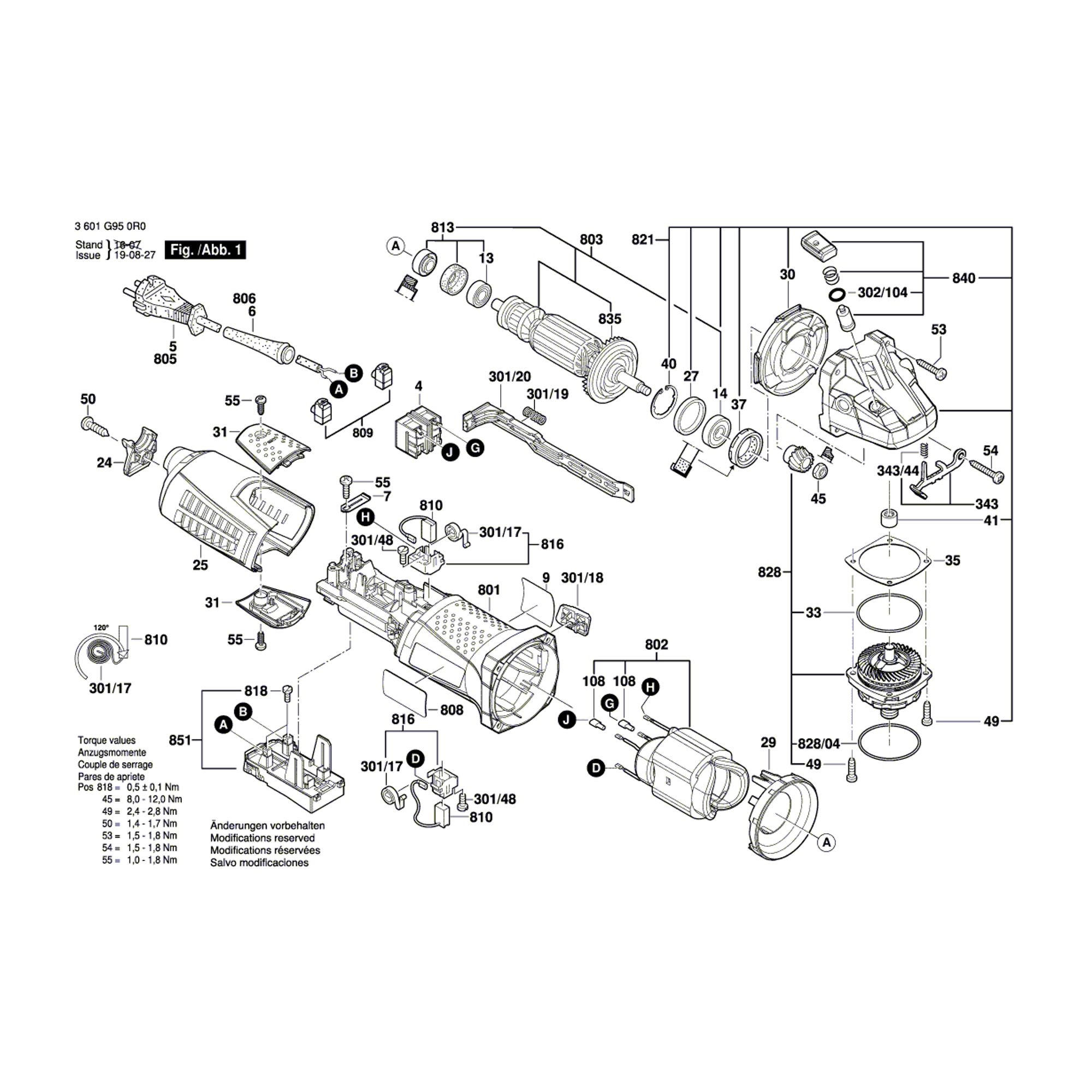 Vue éclatée Bosch GWS17-150CI 3601G980R0 #01