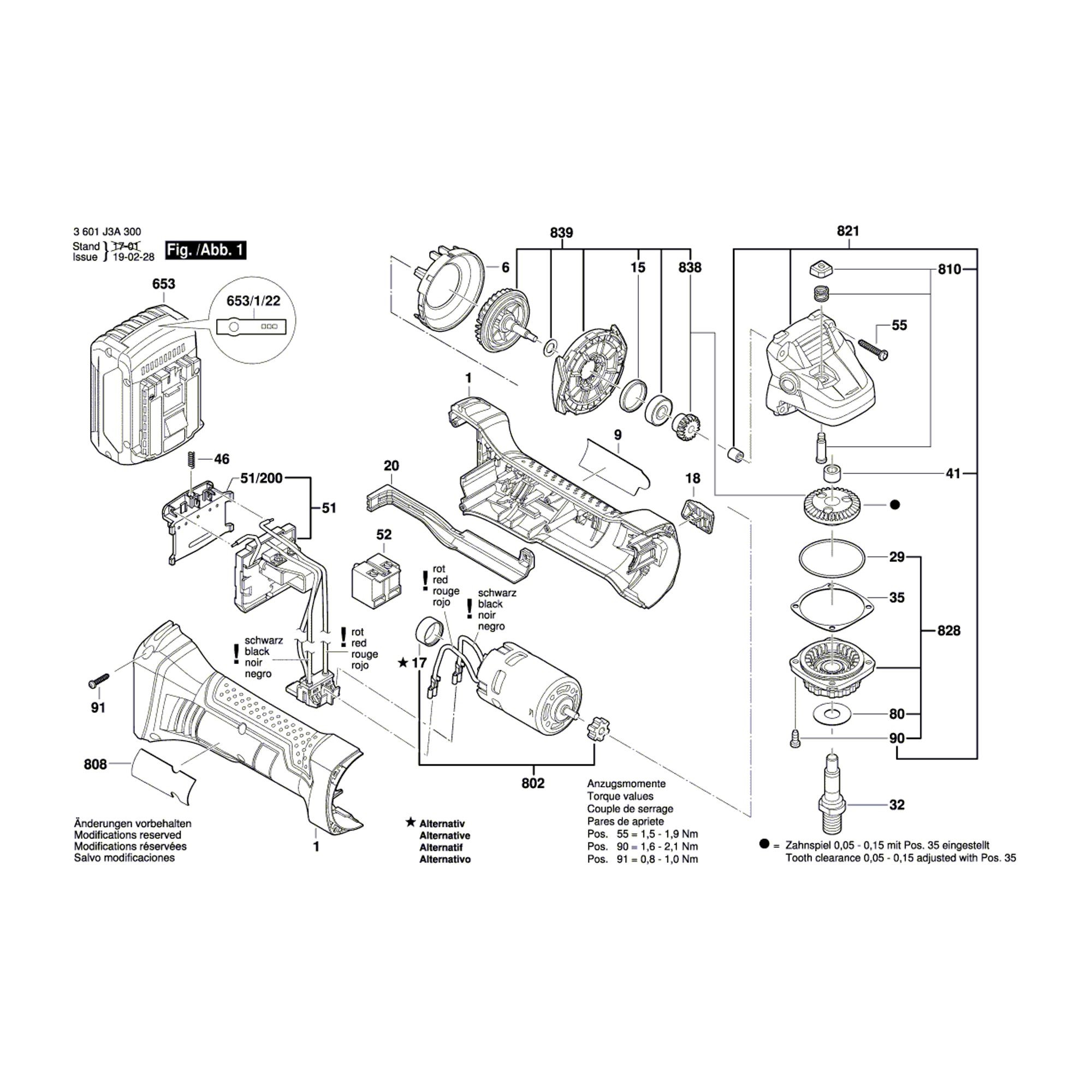 Vue éclatée Bosch GWS18-125V-LI 3601J3A301 #01
