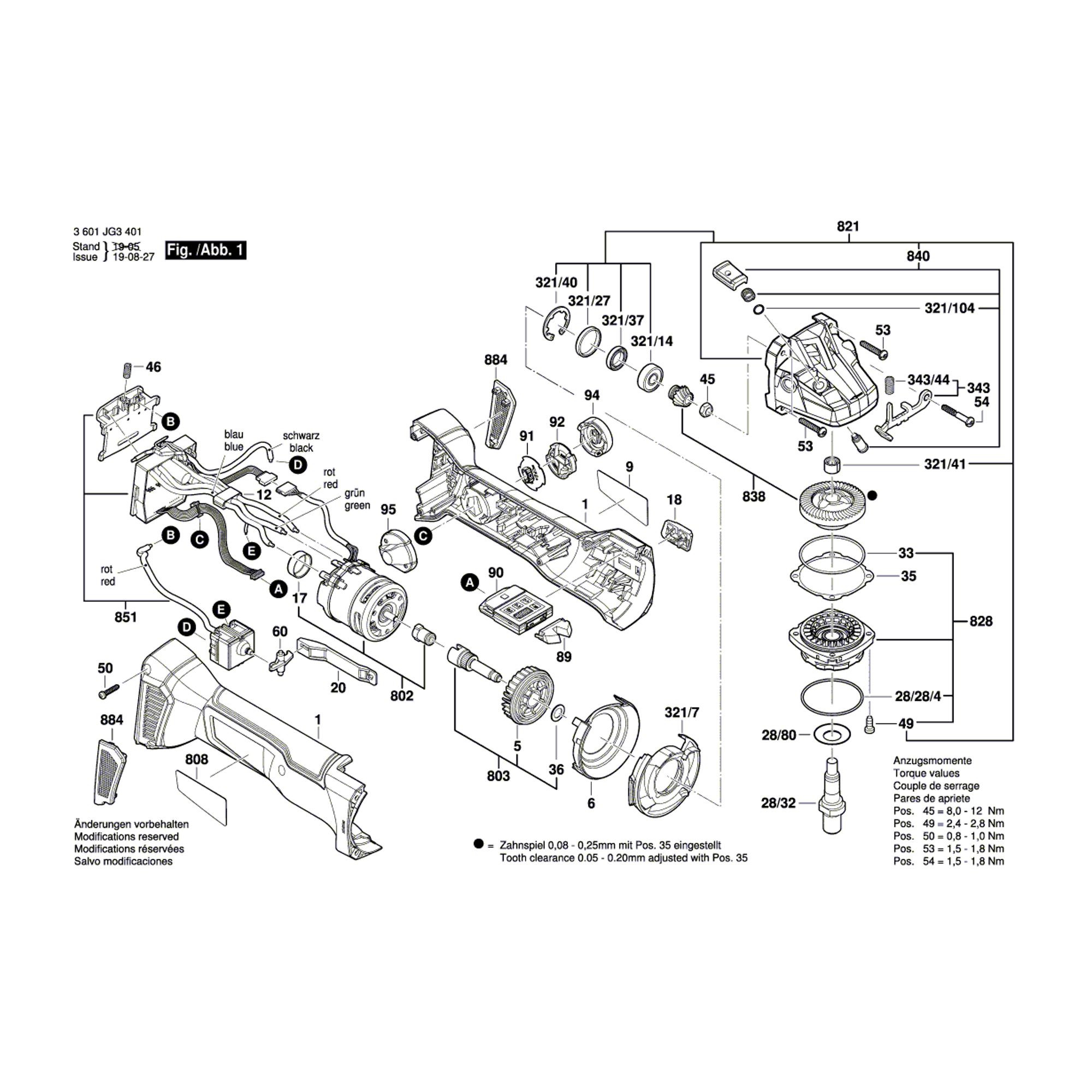Vue éclatée Bosch GWS18V-10SC 3601JG3501 #01