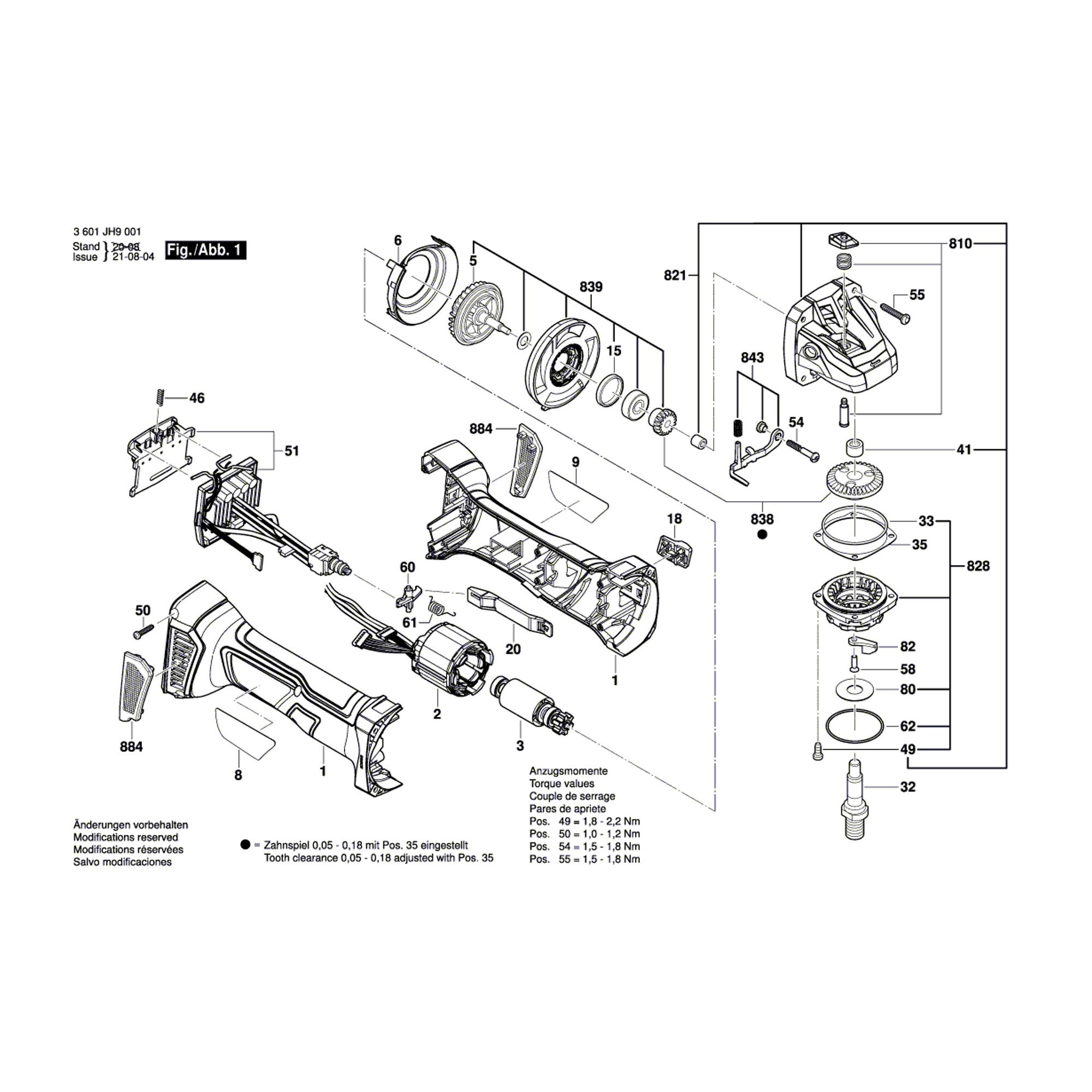 Vue éclatée Bosch GWS18V-7 3601JH9002 #01
