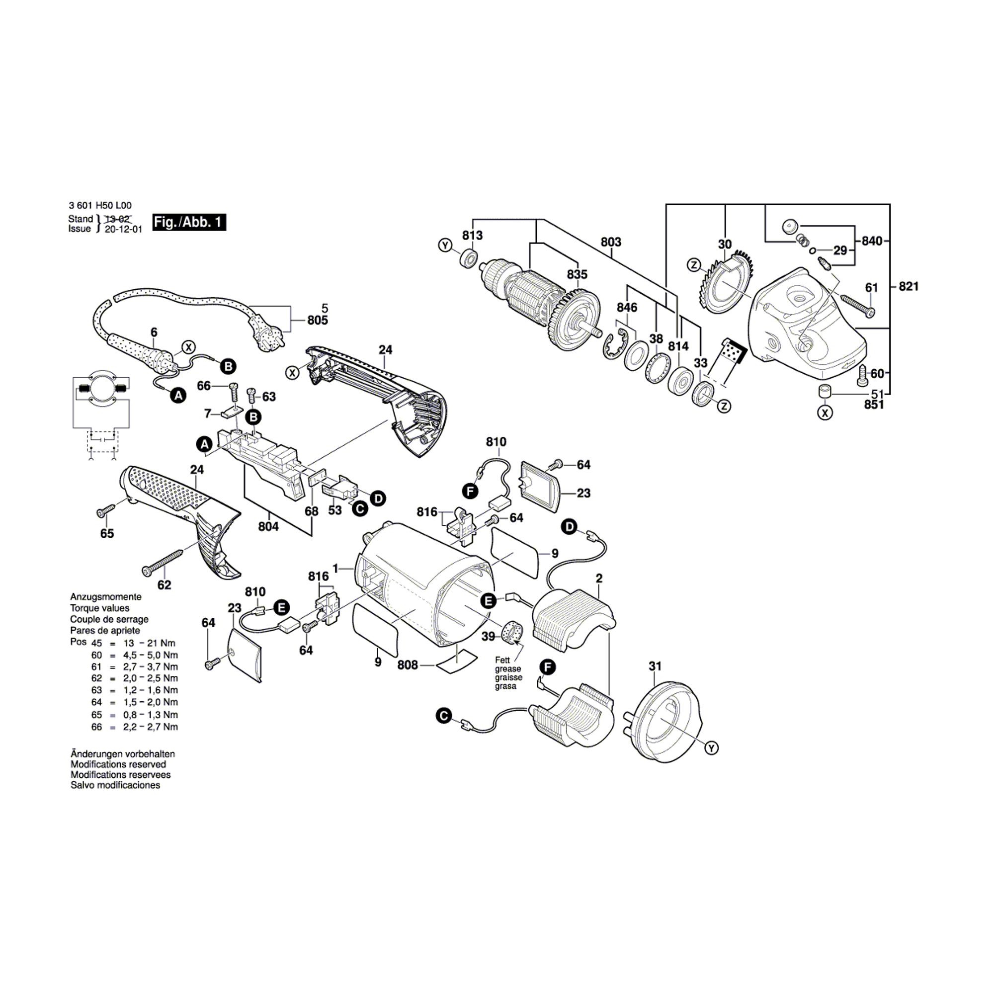 Vue éclatée Bosch GWS20-230H 3601H50101 #01