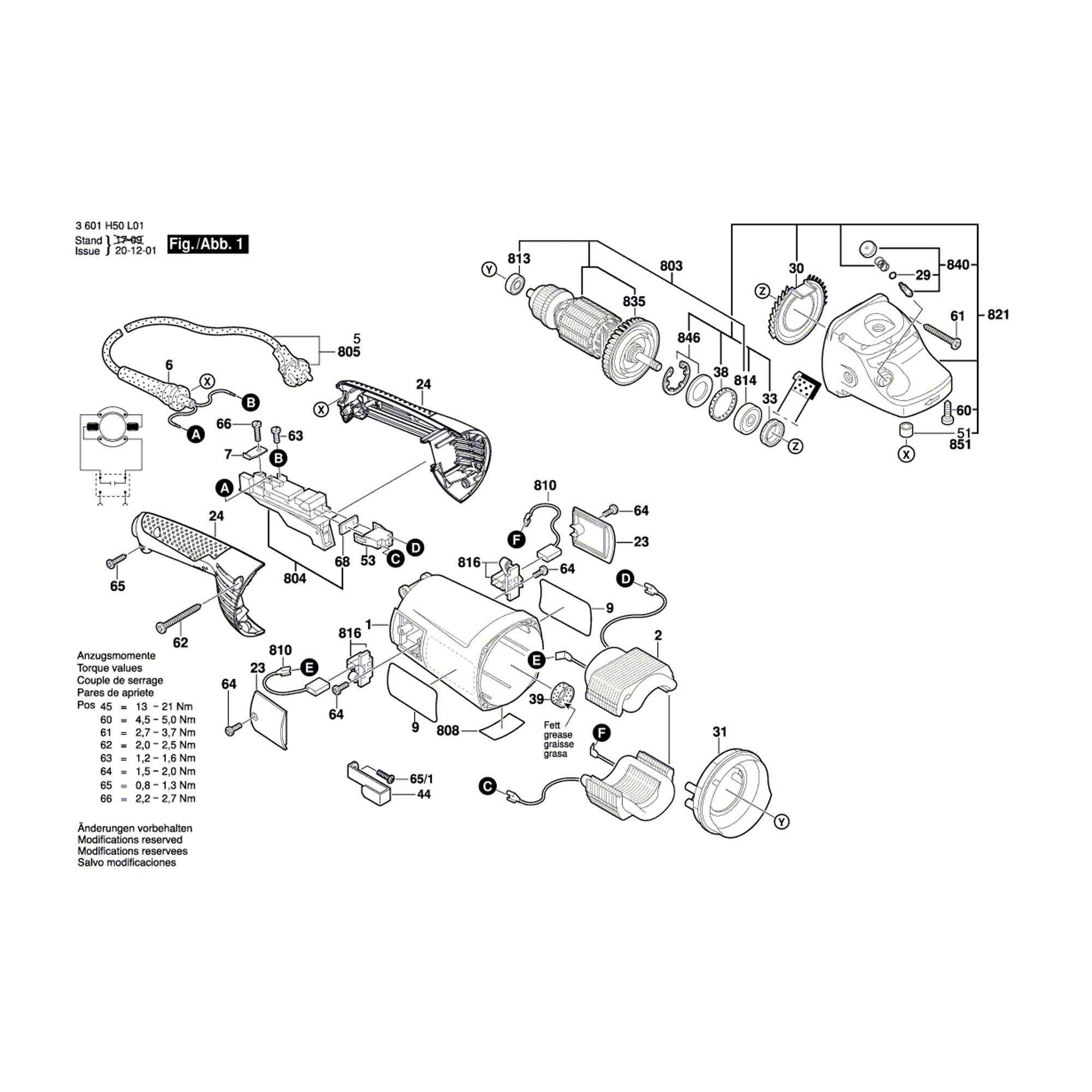 Vue éclatée Bosch GWS20-230H 3601H50L01 #01
