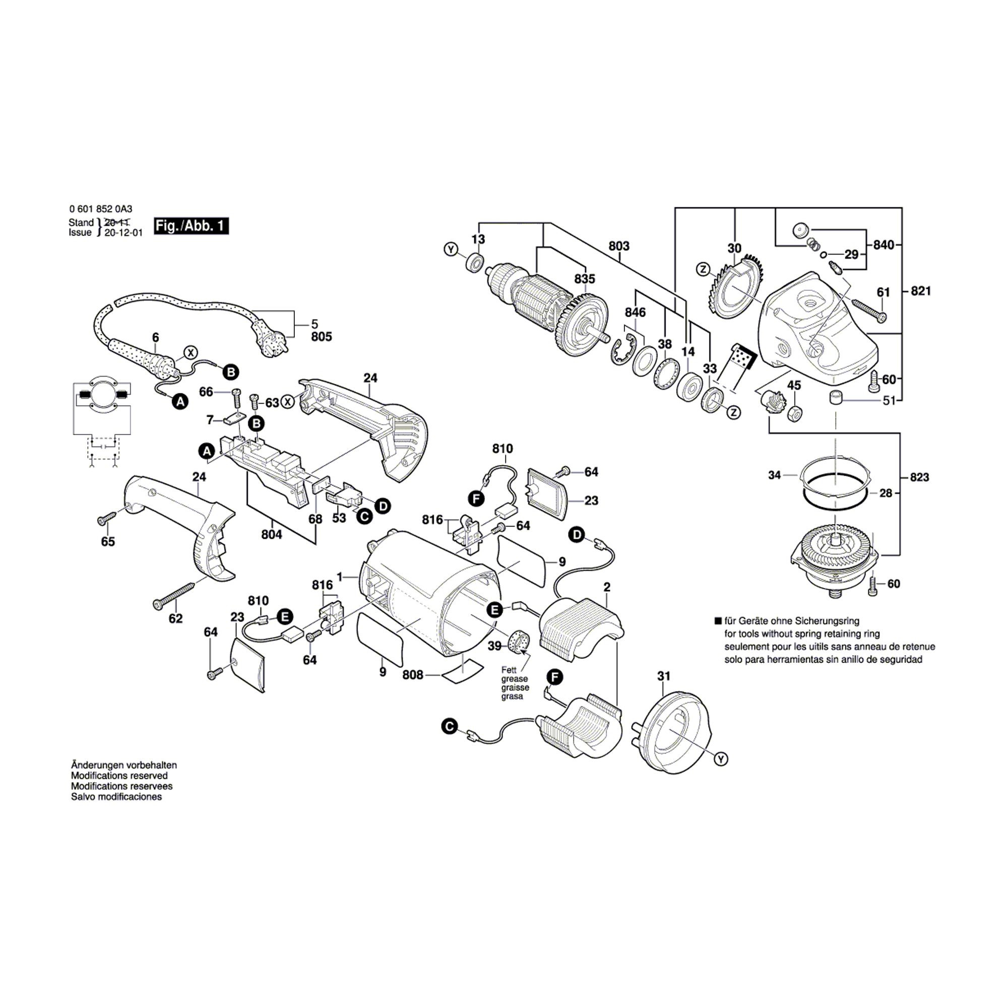Vue éclatée Bosch GWS21-230H 06018520A3 #01