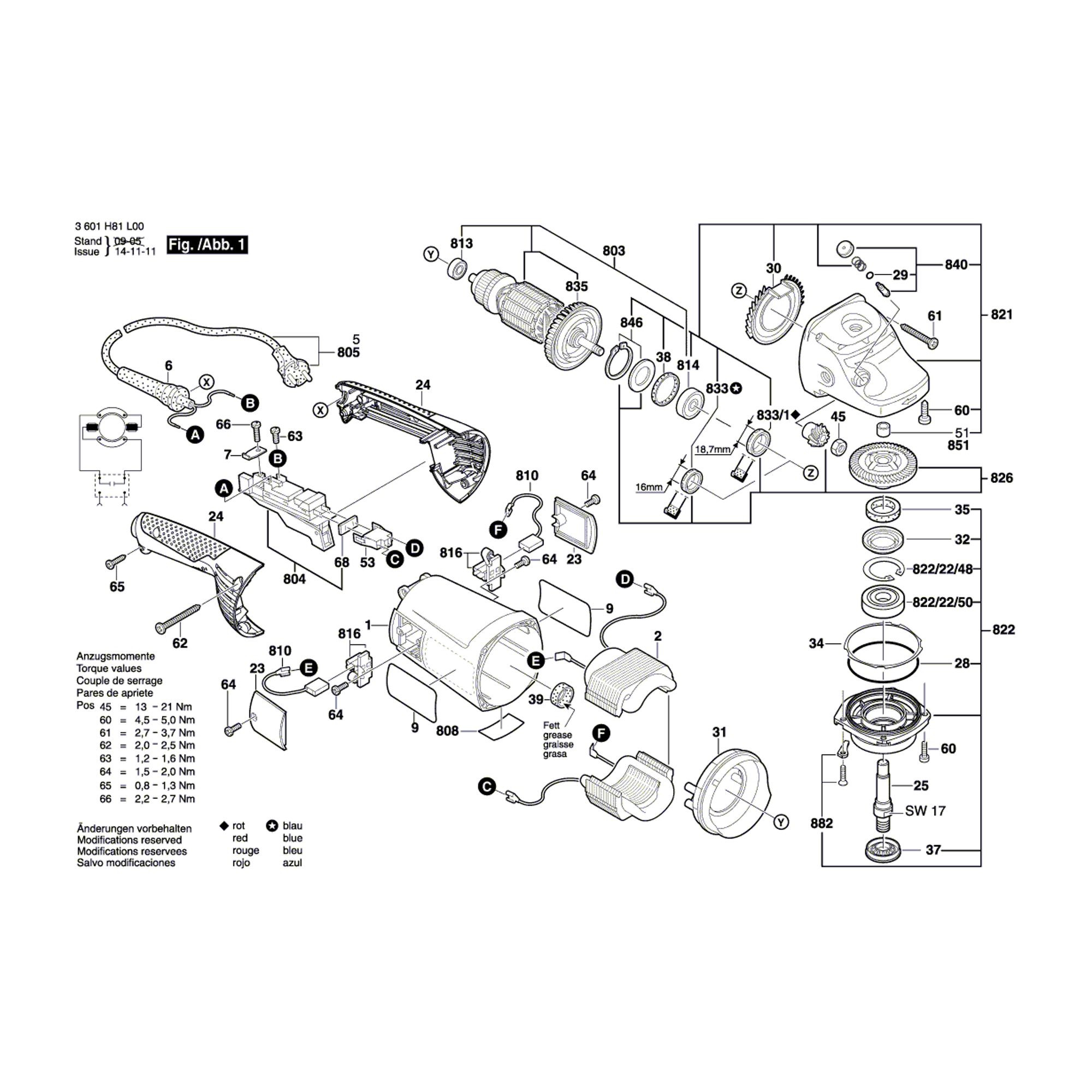 Vue éclatée Bosch GWS22-180H 3601H81100 #01