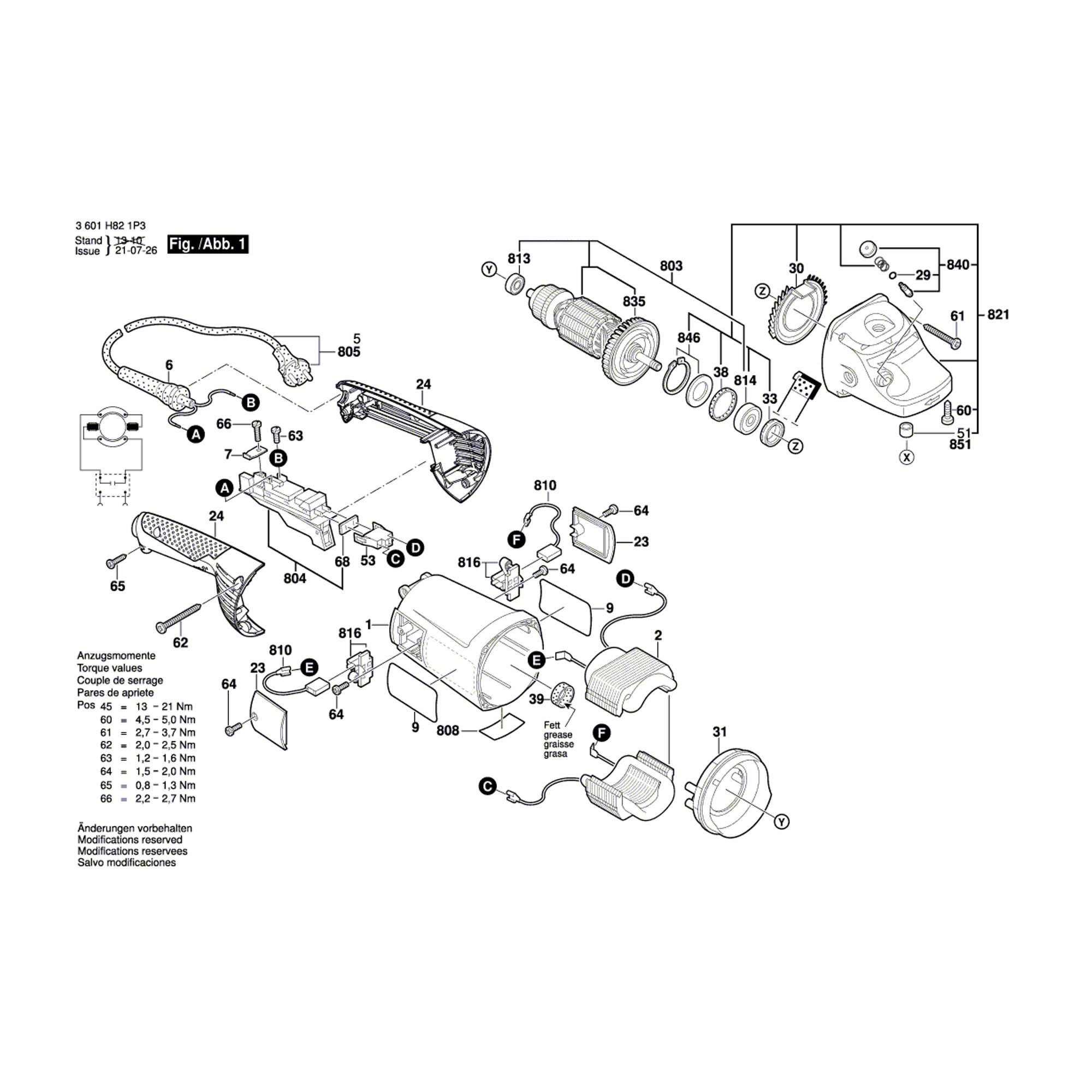 Vue éclatée Bosch GWS22-230H 3601H821P3 #01