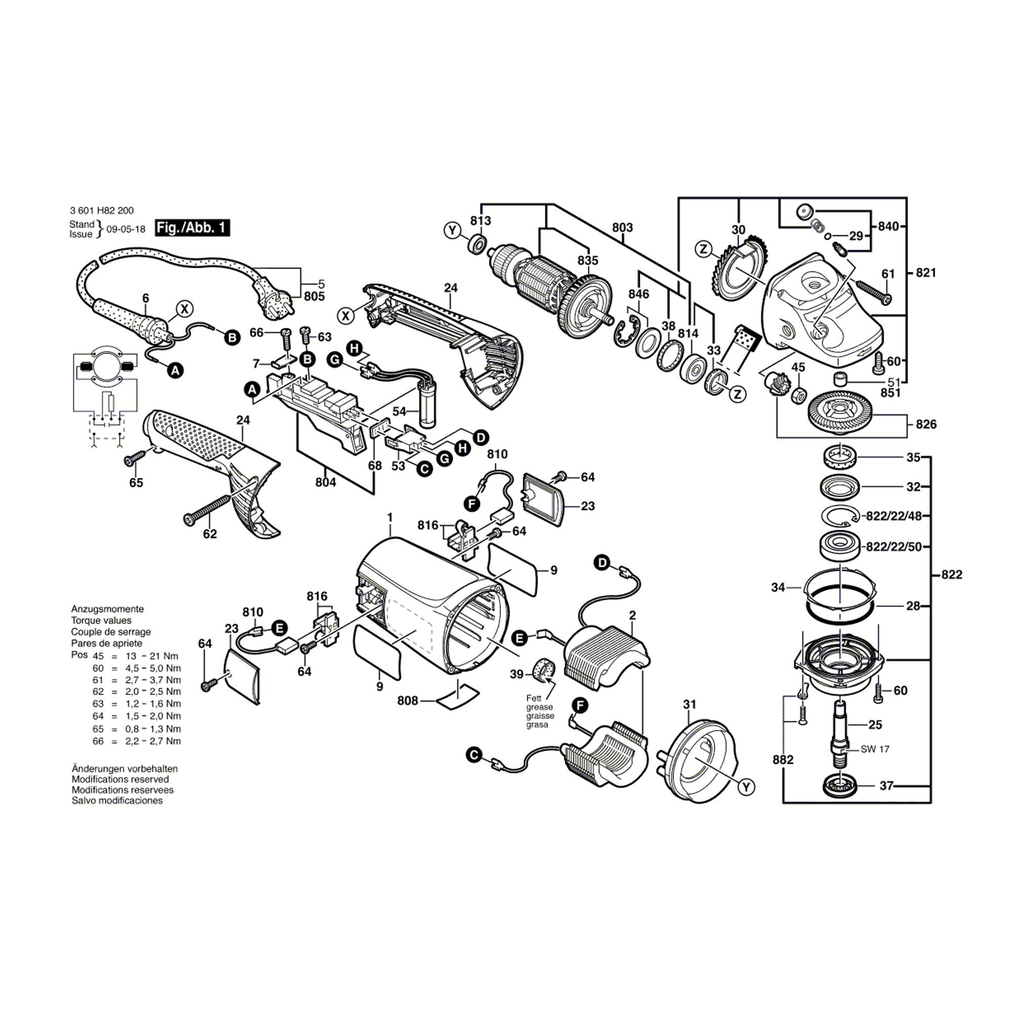 Vue éclatée Bosch GWS22-230JH 3601H82200 #01
