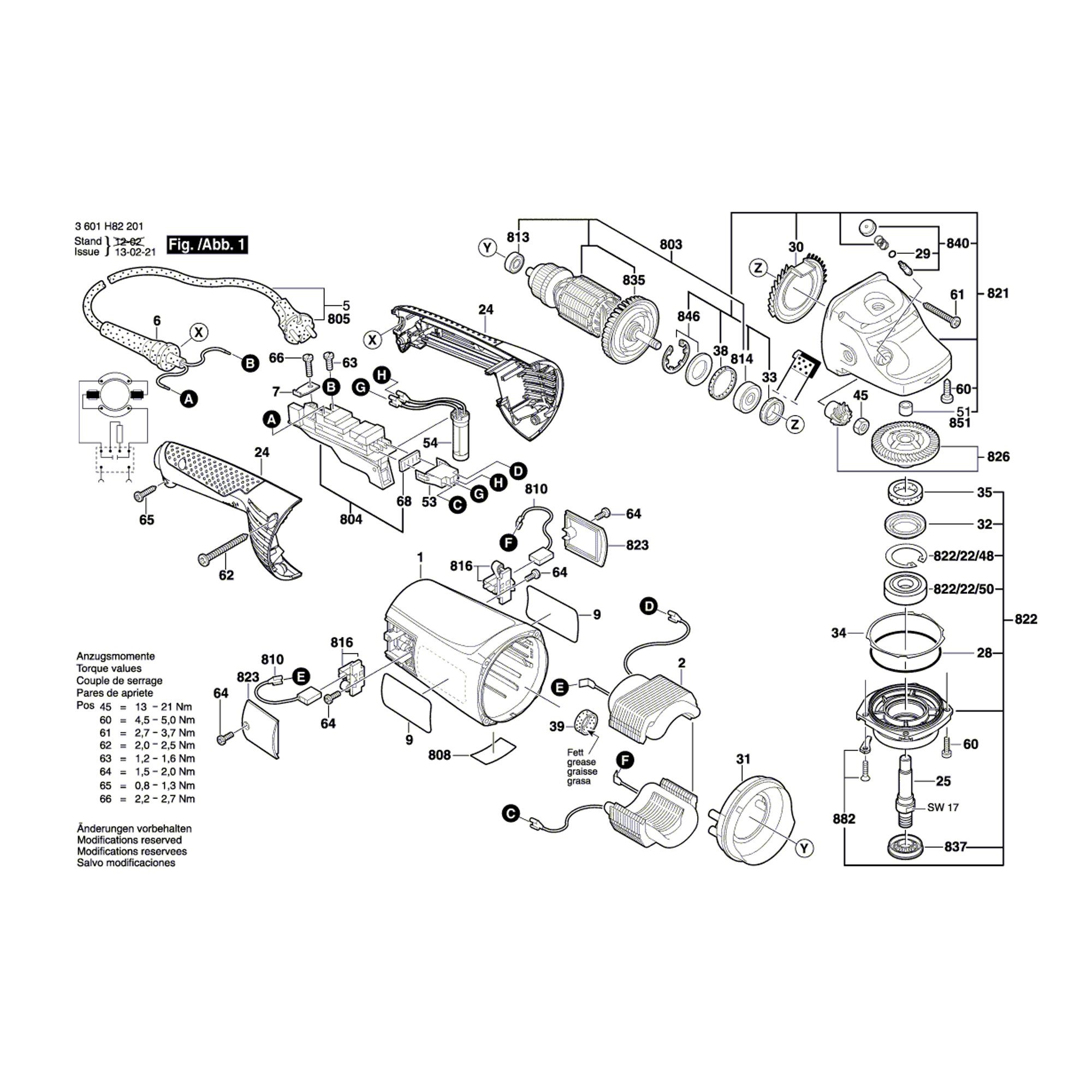 Vue éclatée Bosch GWS22-230JH 3601H82201 #01