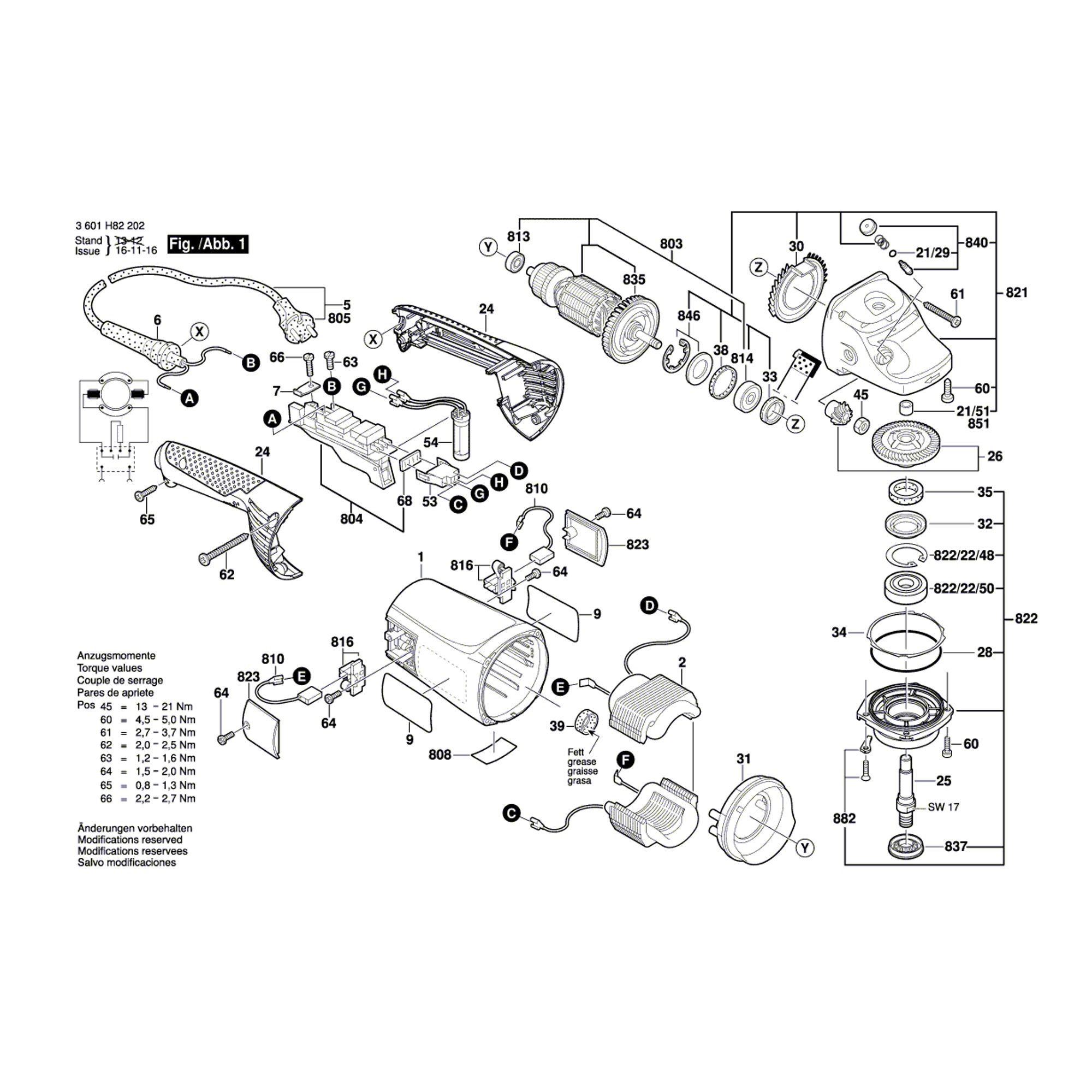 Vue éclatée Bosch GWS22-230JH 3601H82202 #01