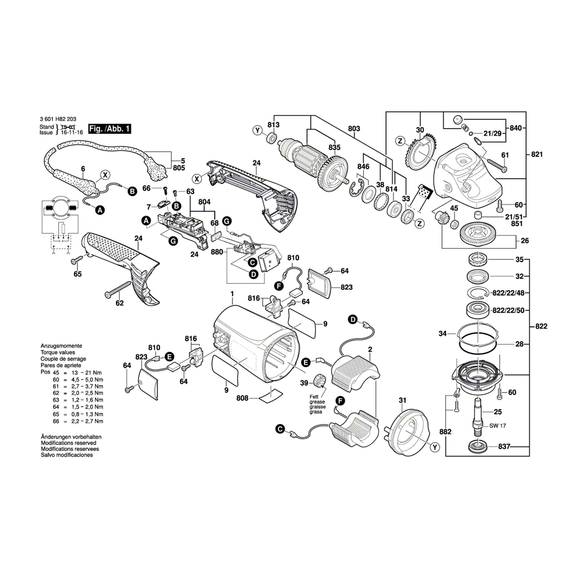 Vue éclatée Bosch GWS22-230JH 3601H82203 #01