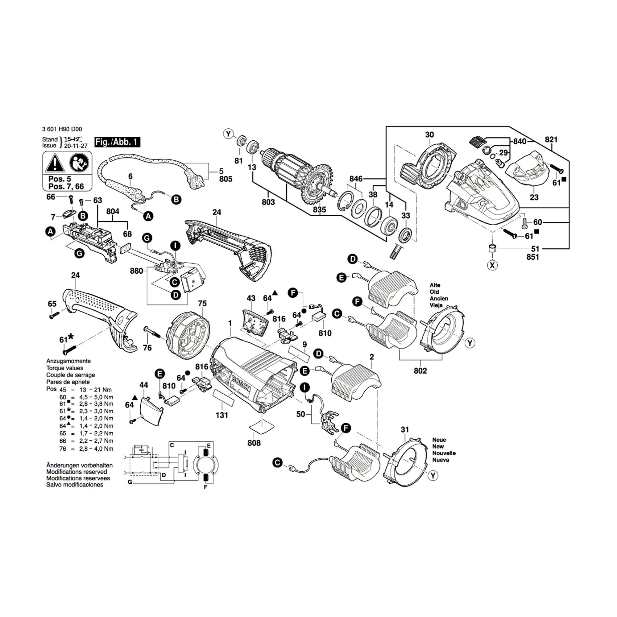 Vue éclatée Bosch GWS22-230LVI 3601H91C00 #01
