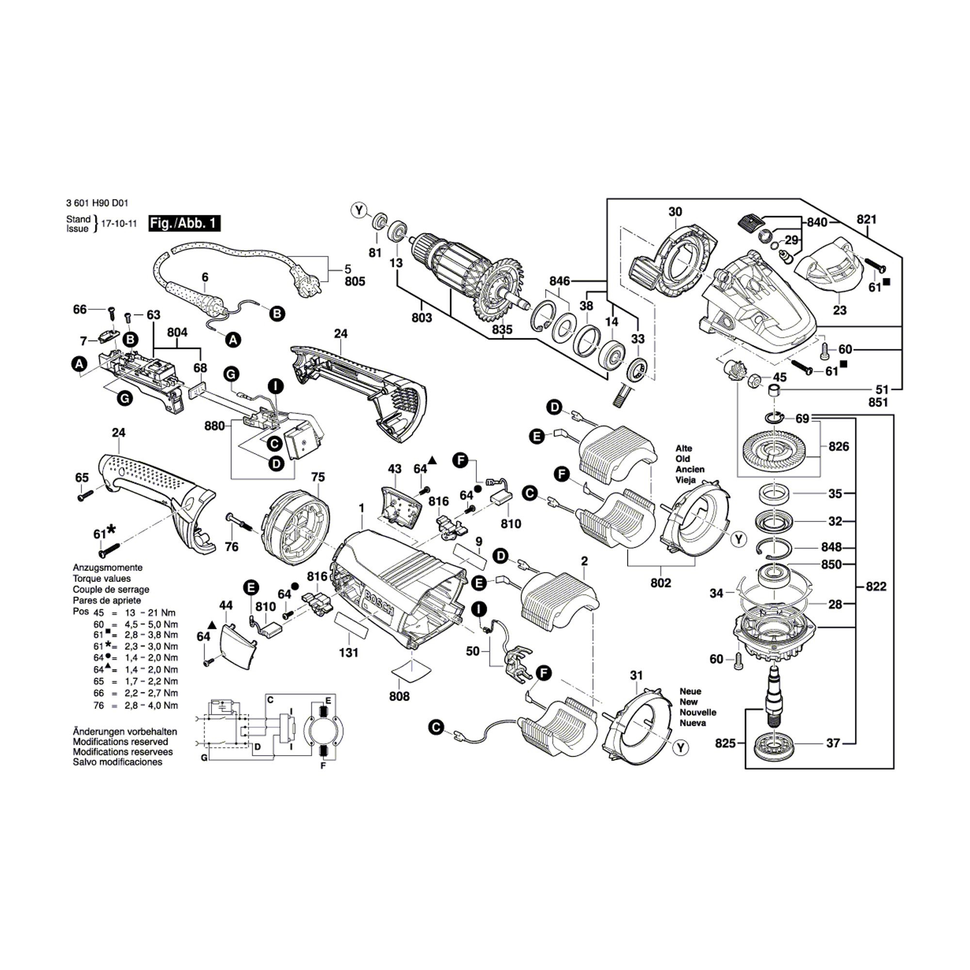 Vue éclatée Bosch GWS22-230LVI 3601H91D01 #01