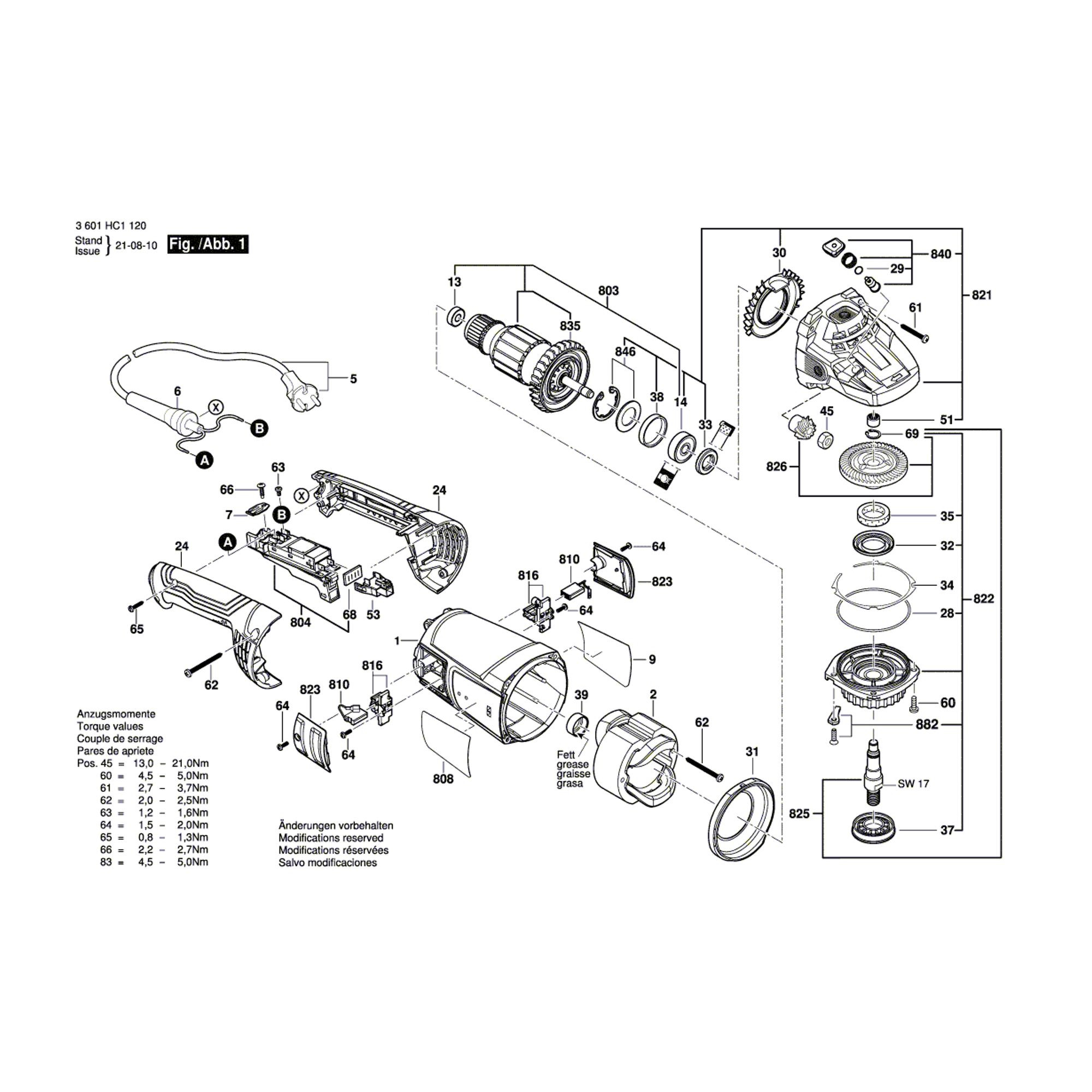 Vue éclatée Bosch GWS2200 3601HC1120 #01