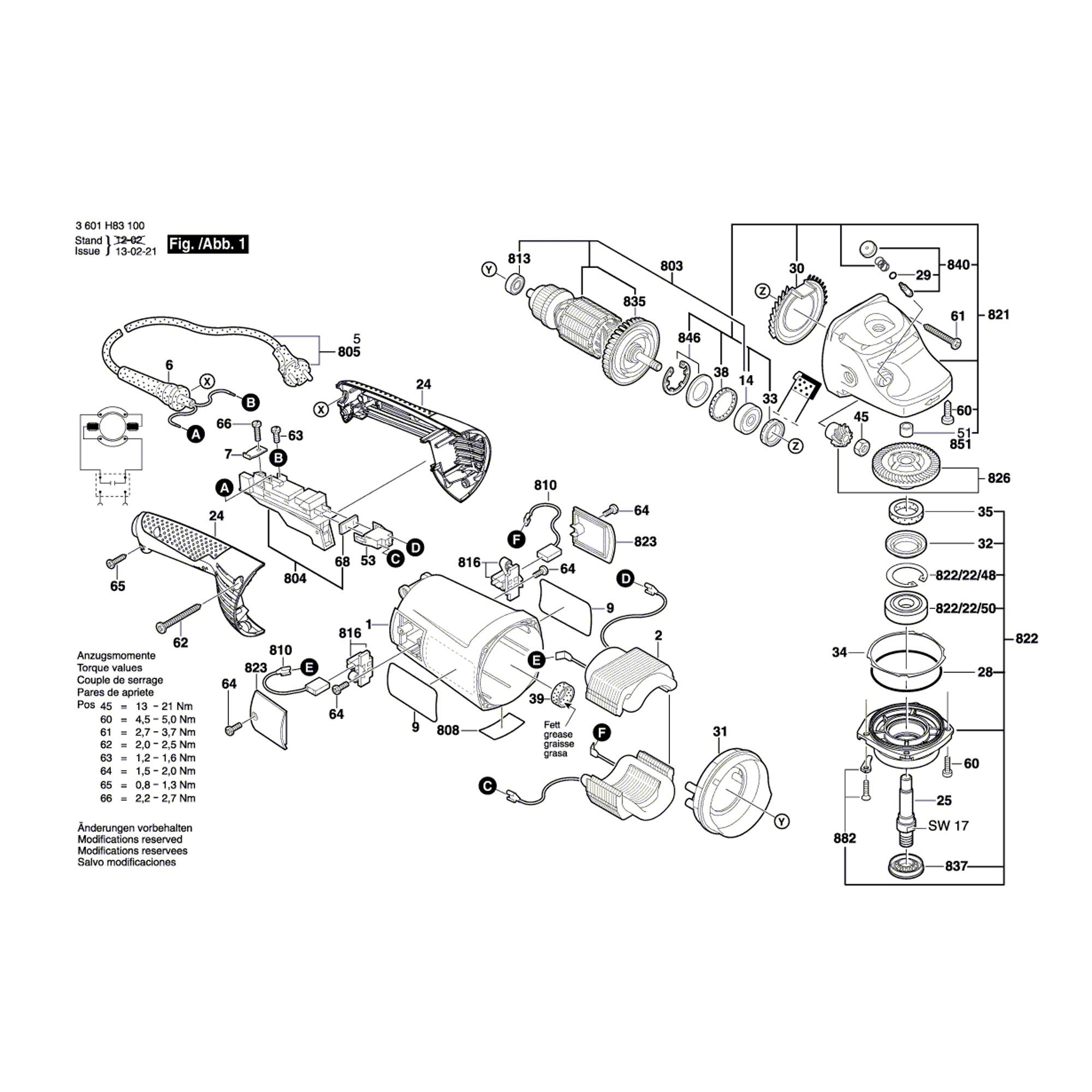 Vue éclatée Bosch GWS24-230H 3601H84L00 #01