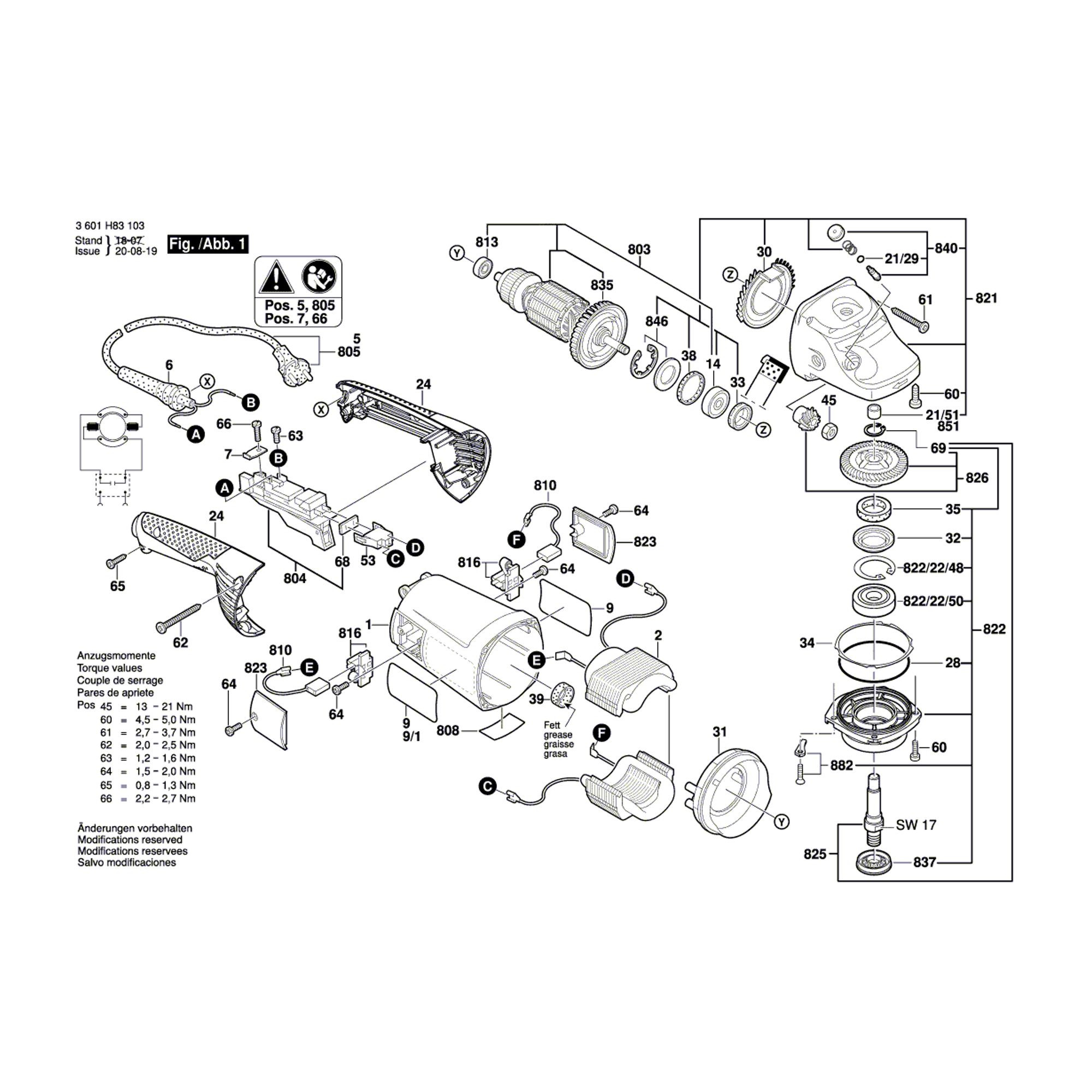Vue éclatée Bosch GWS24-230H 3601H84L02 #01