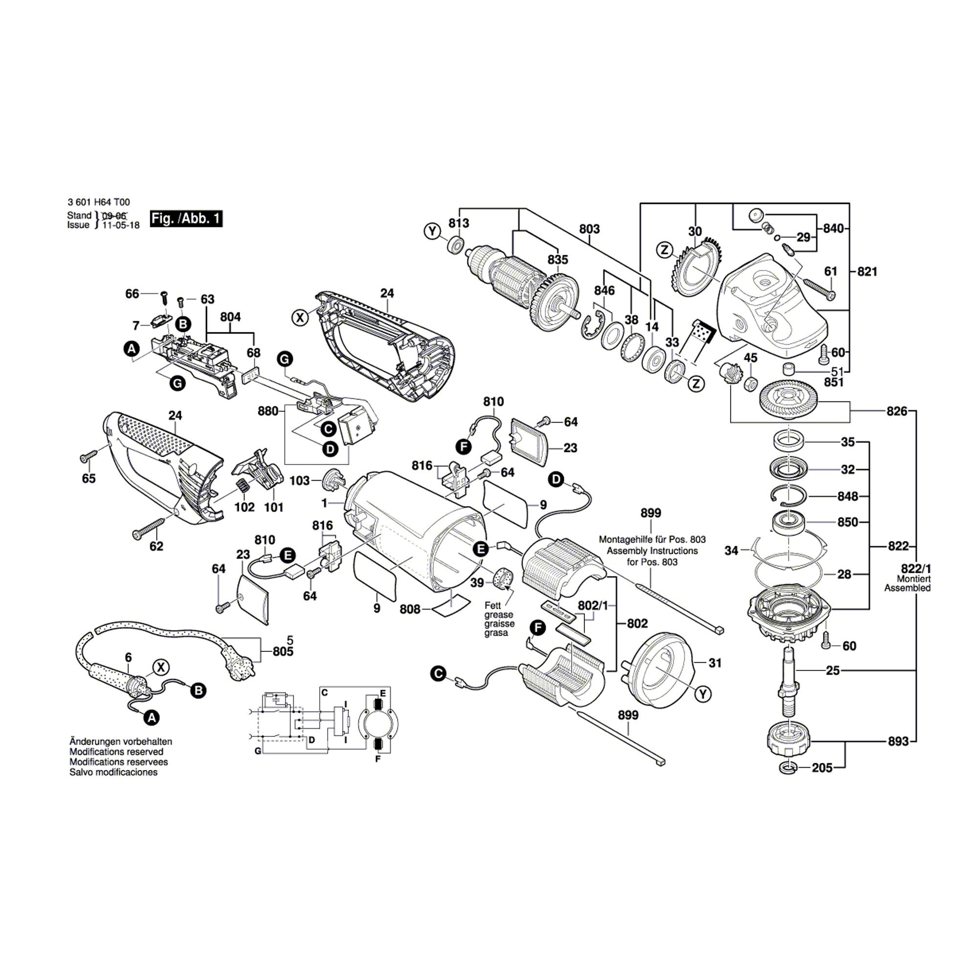 Vue éclatée Bosch GWS24-230JBX 3601H64T00 #01