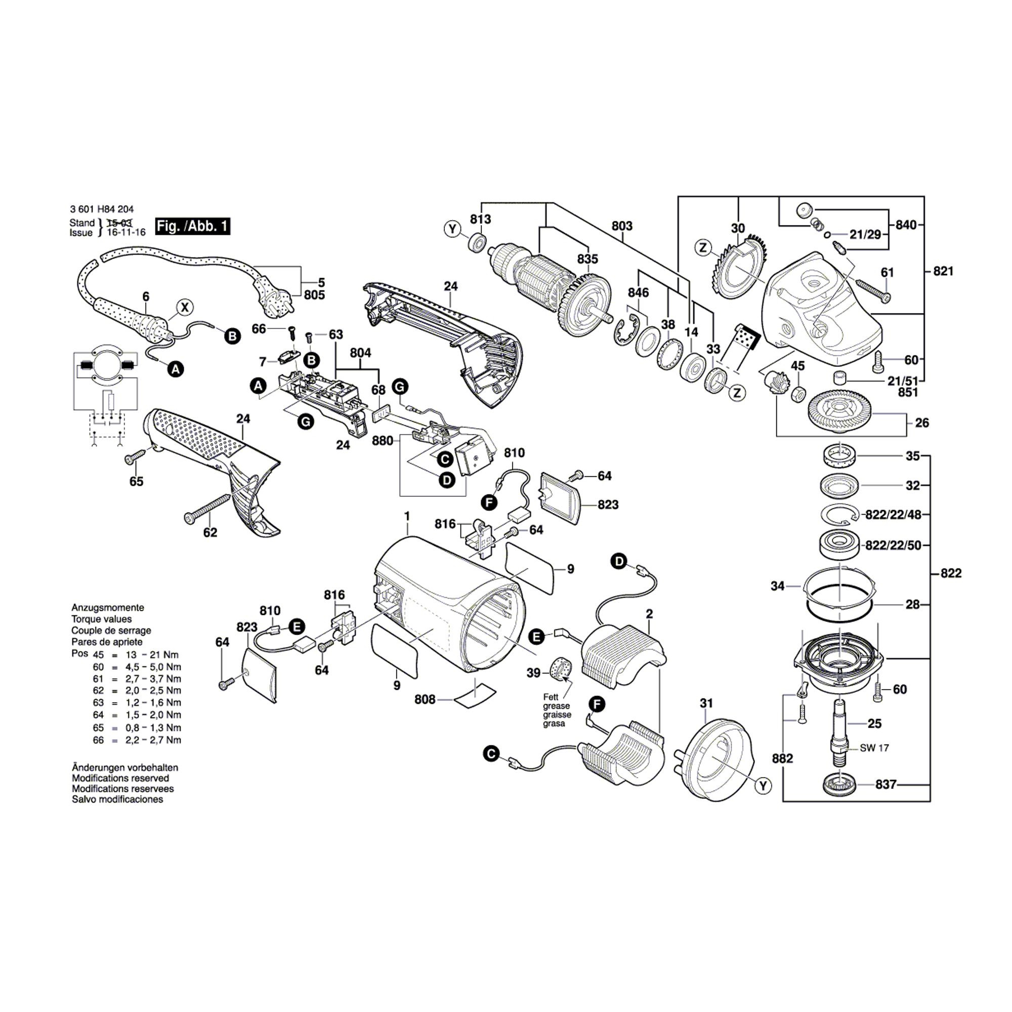 Vue éclatée Bosch GWS24-230JH 3601H84204 #01