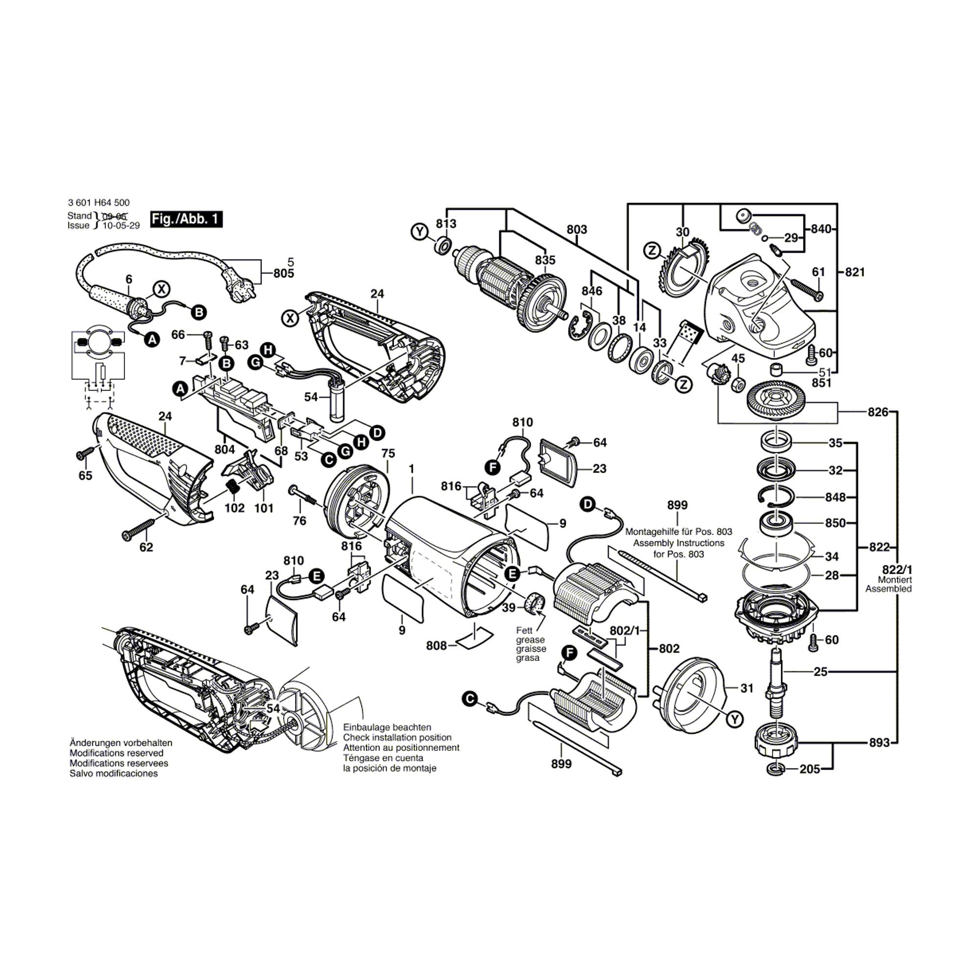 Vue éclatée Bosch GWS24-230JVX 3601H64500 #01