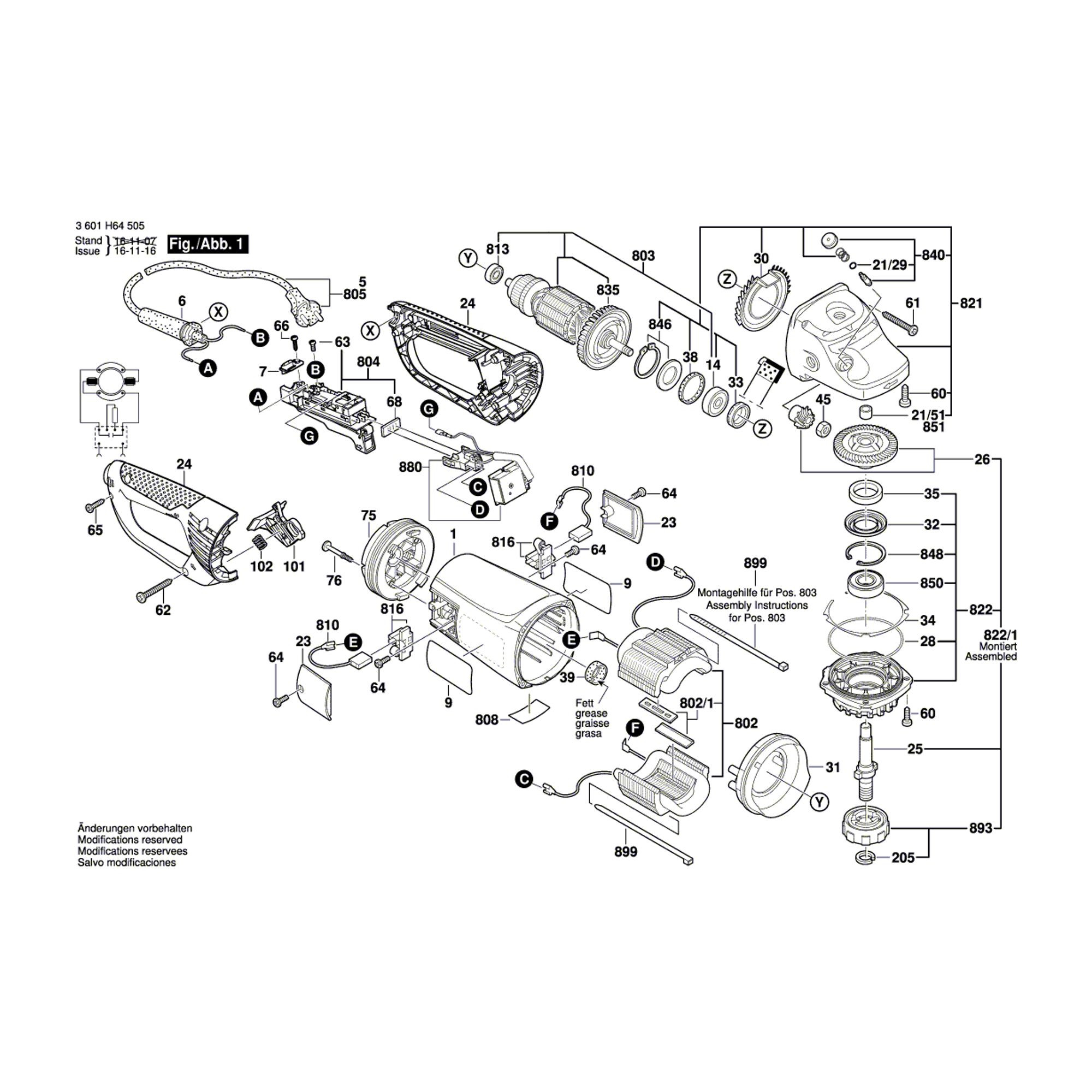 Vue éclatée Bosch GWS24-230JVX 3601H64505 #01