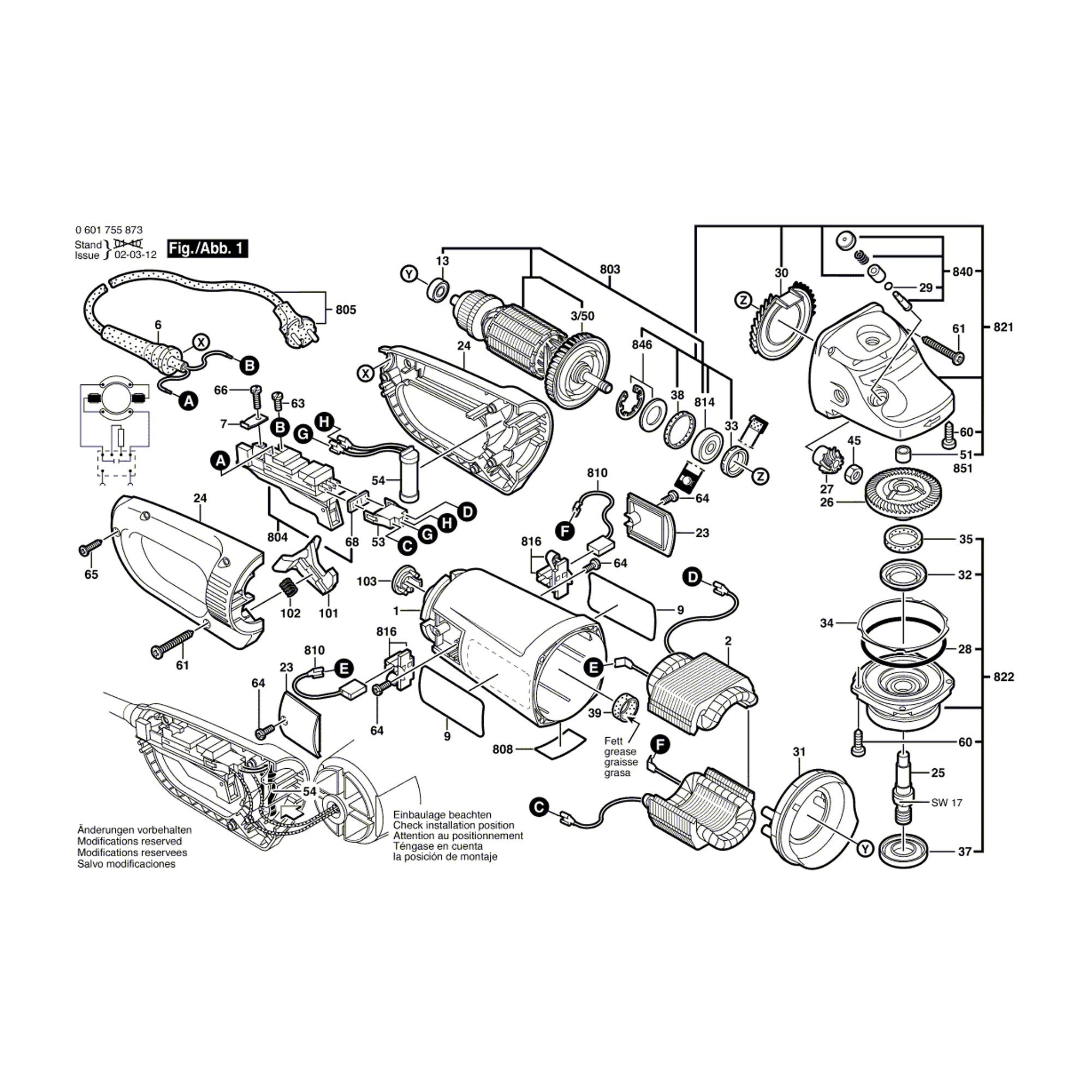 Vue éclatée Bosch GWS25-180J 0601755903 #01