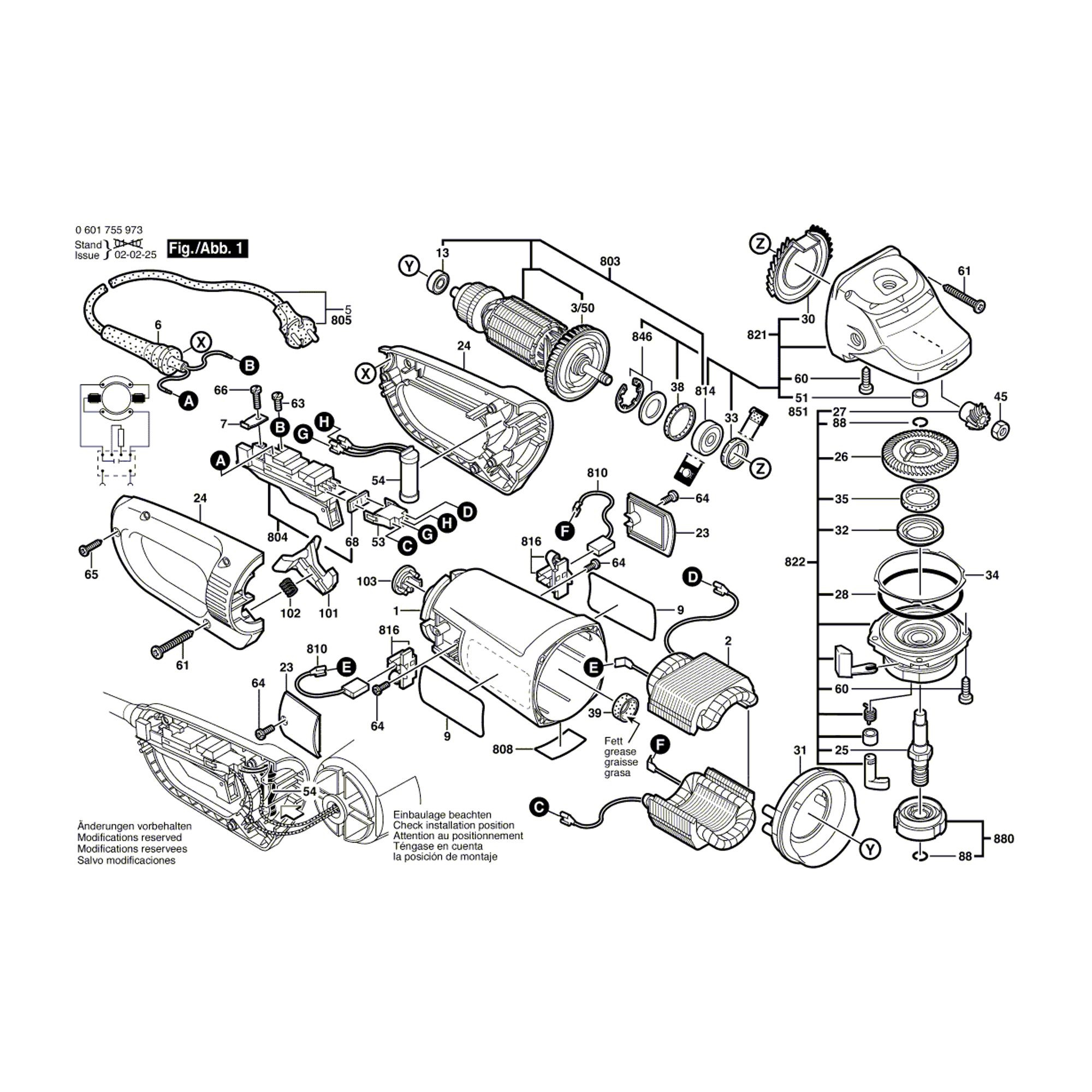 Vue éclatée Bosch GWS25-180JS 0601755973 #01