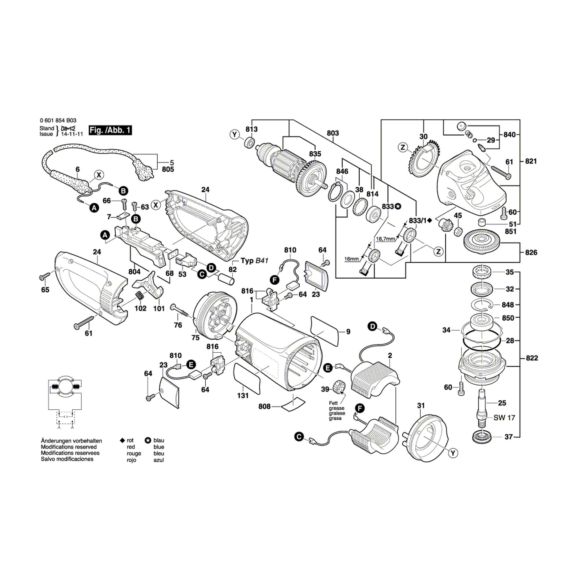 Vue éclatée Bosch GWS26-180BV 0601855B03 #01