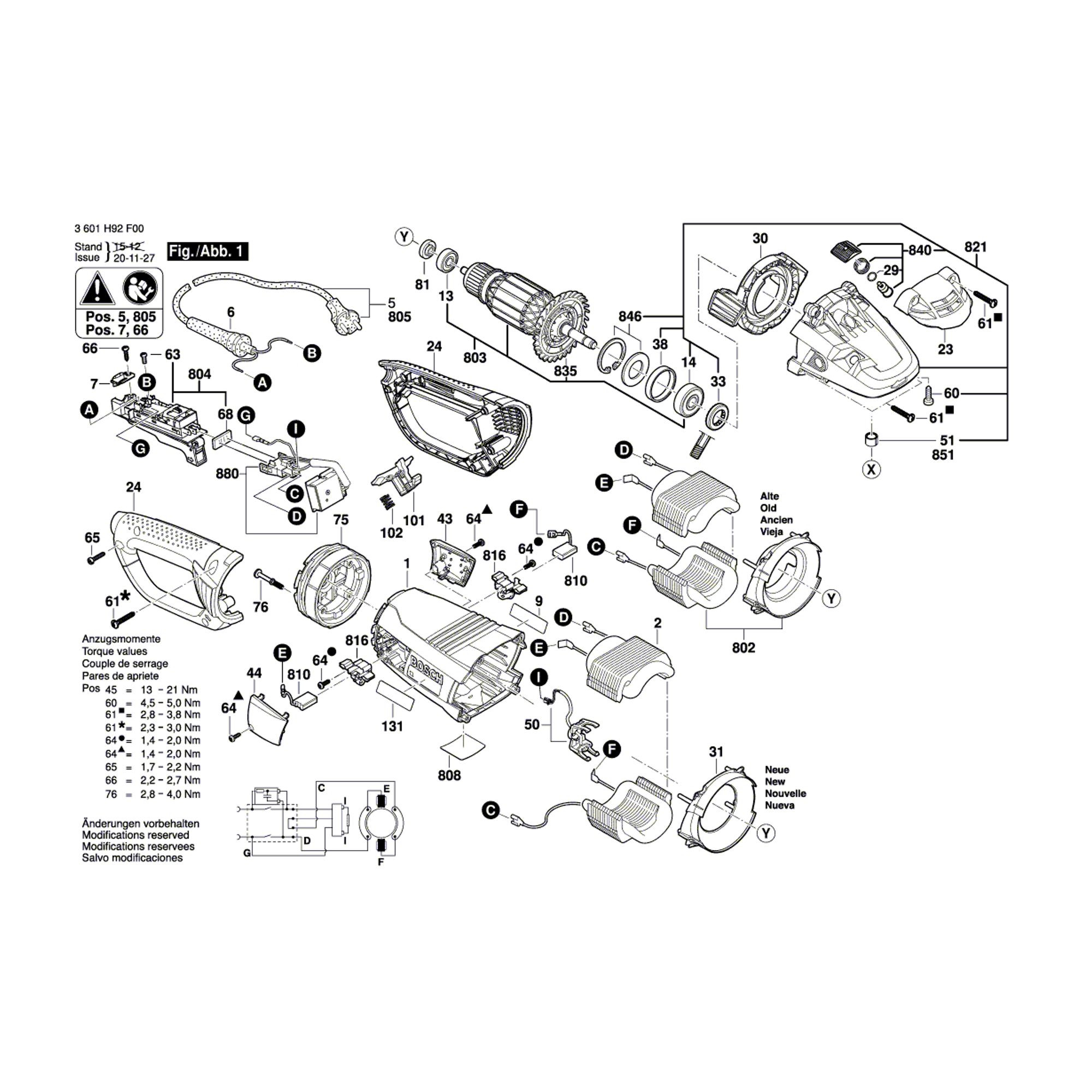 Vue éclatée Bosch GWS26-180LVI 3601H94F00 #01