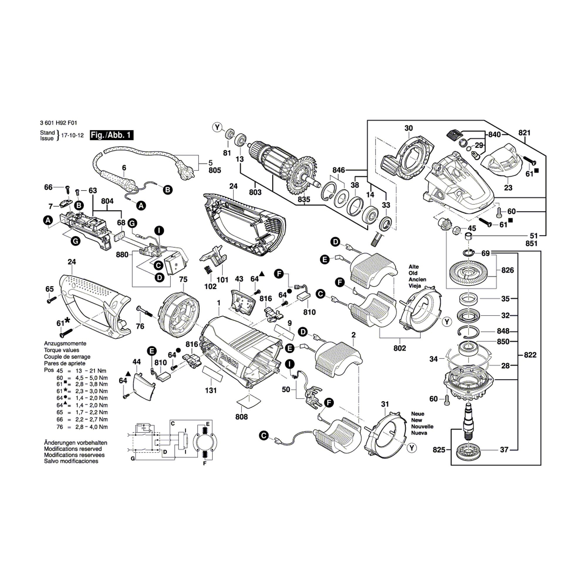 Vue éclatée Bosch GWS26-180LVI 3601H94F01 #01