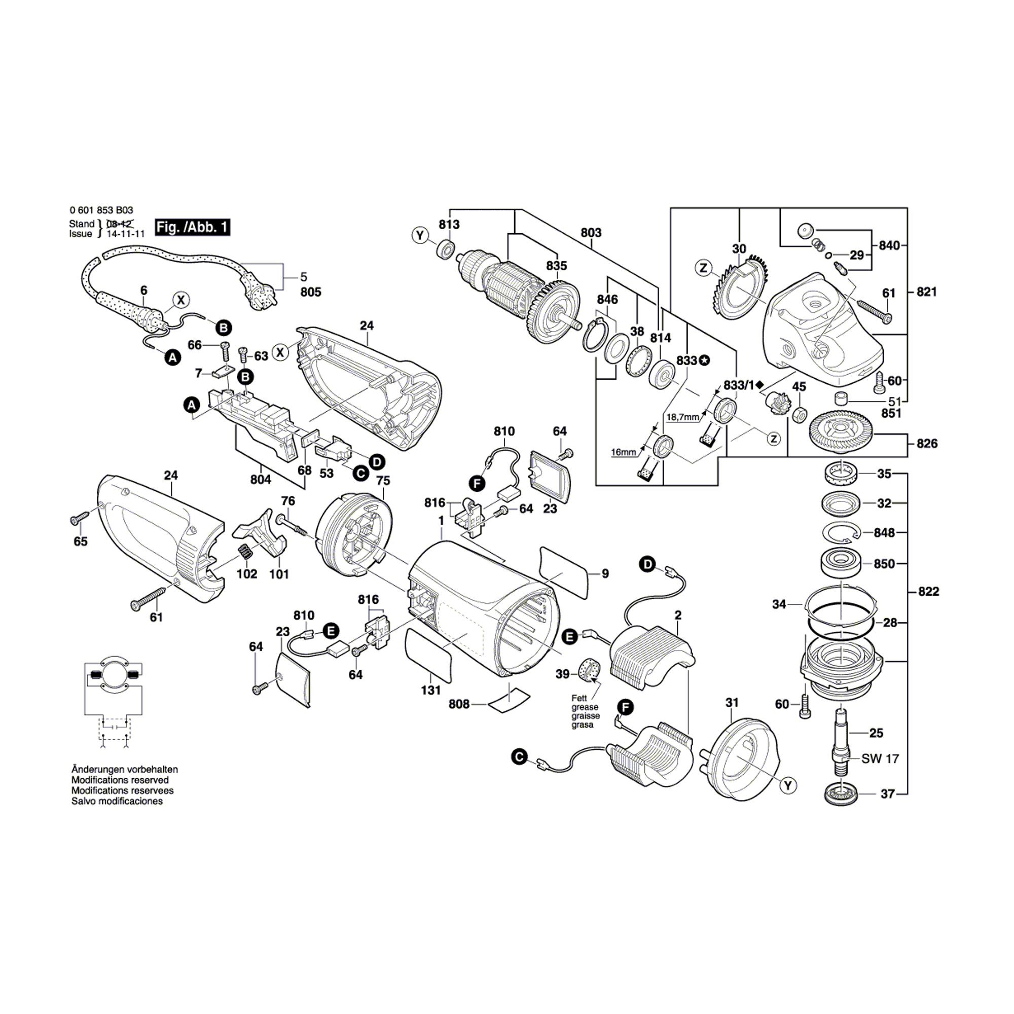 Vue éclatée Bosch GWS26-230BV 0601856B03 #01