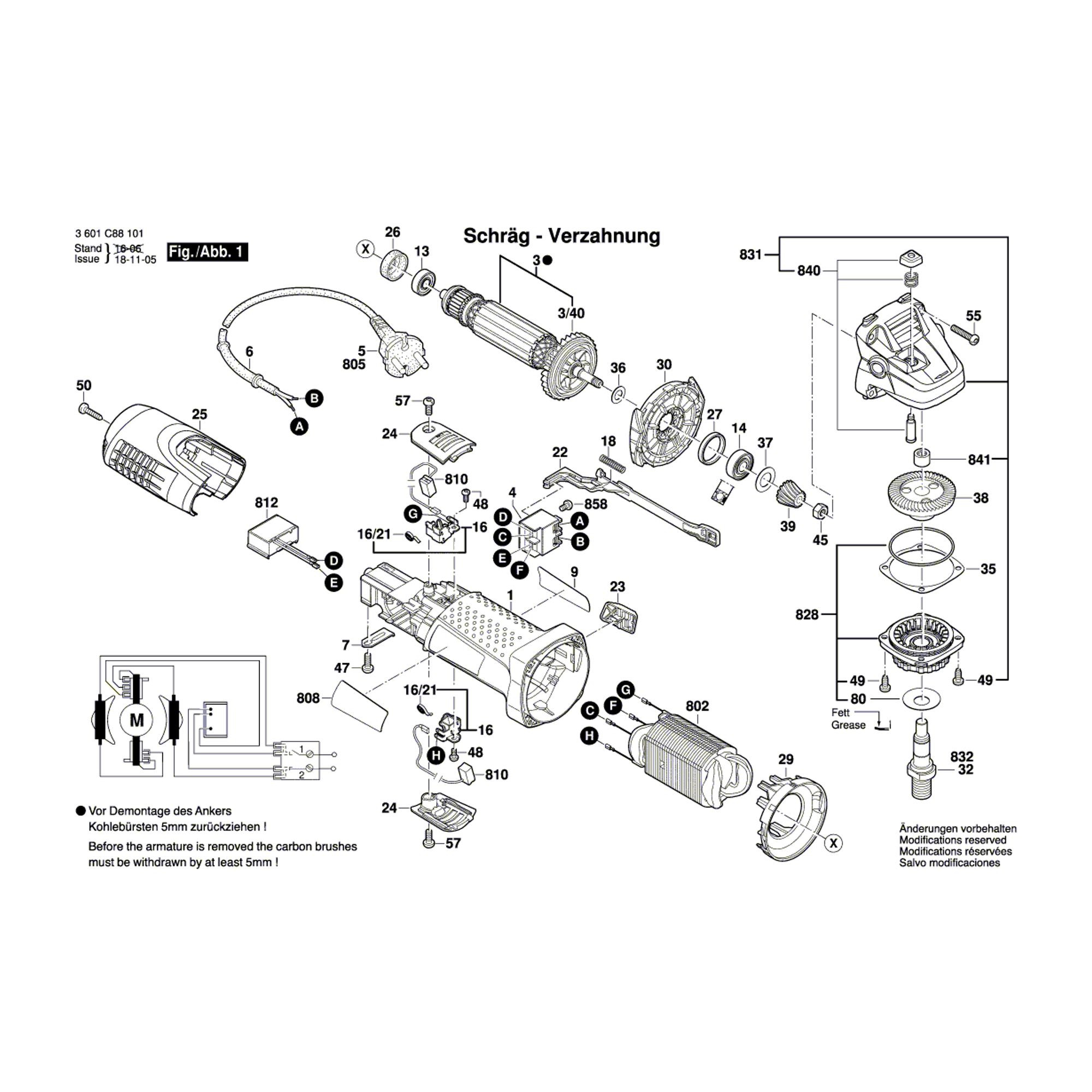 Vue éclatée Bosch GWS7-115 3601C88101 #01