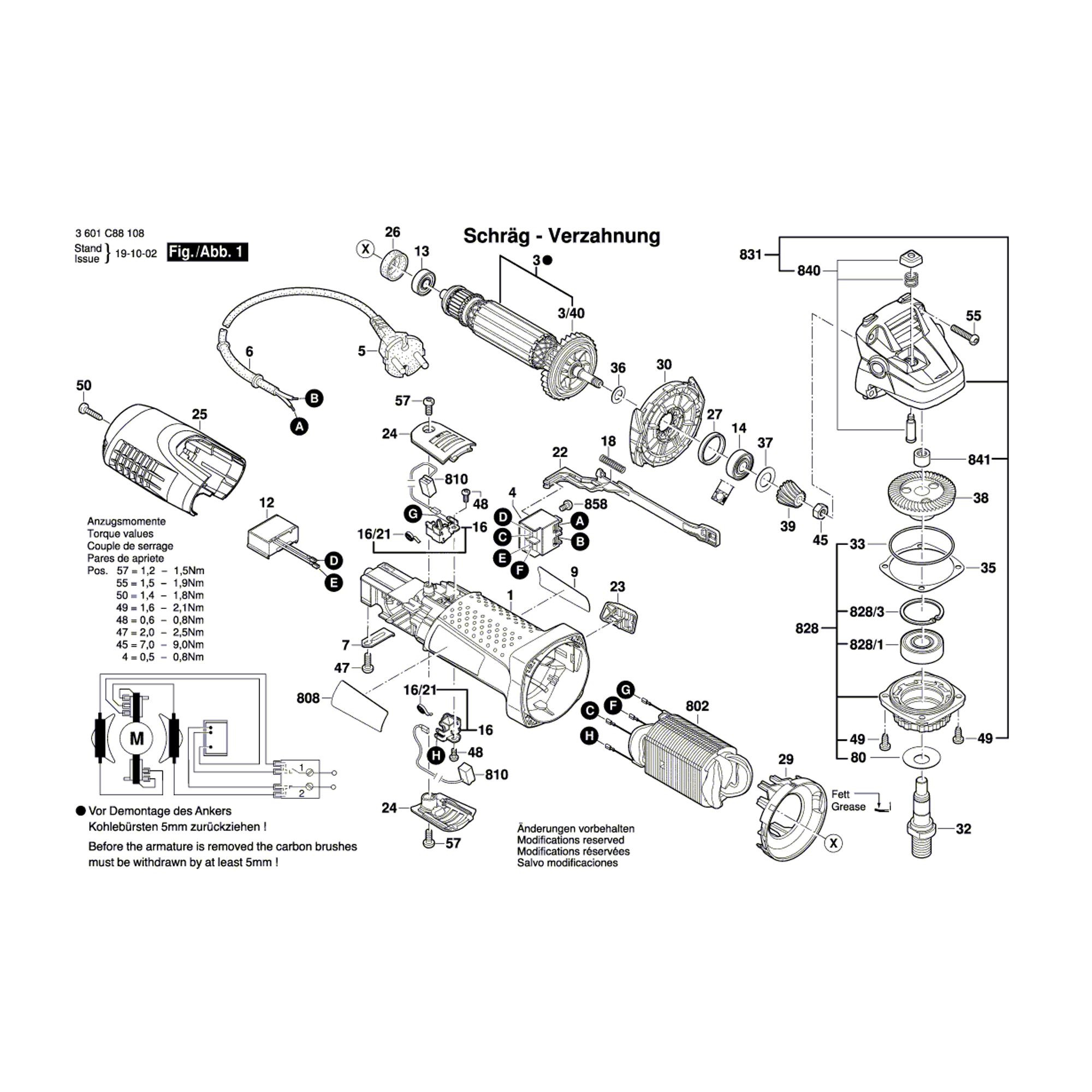 Vue éclatée Bosch GWS7-115 3601C88108 #01