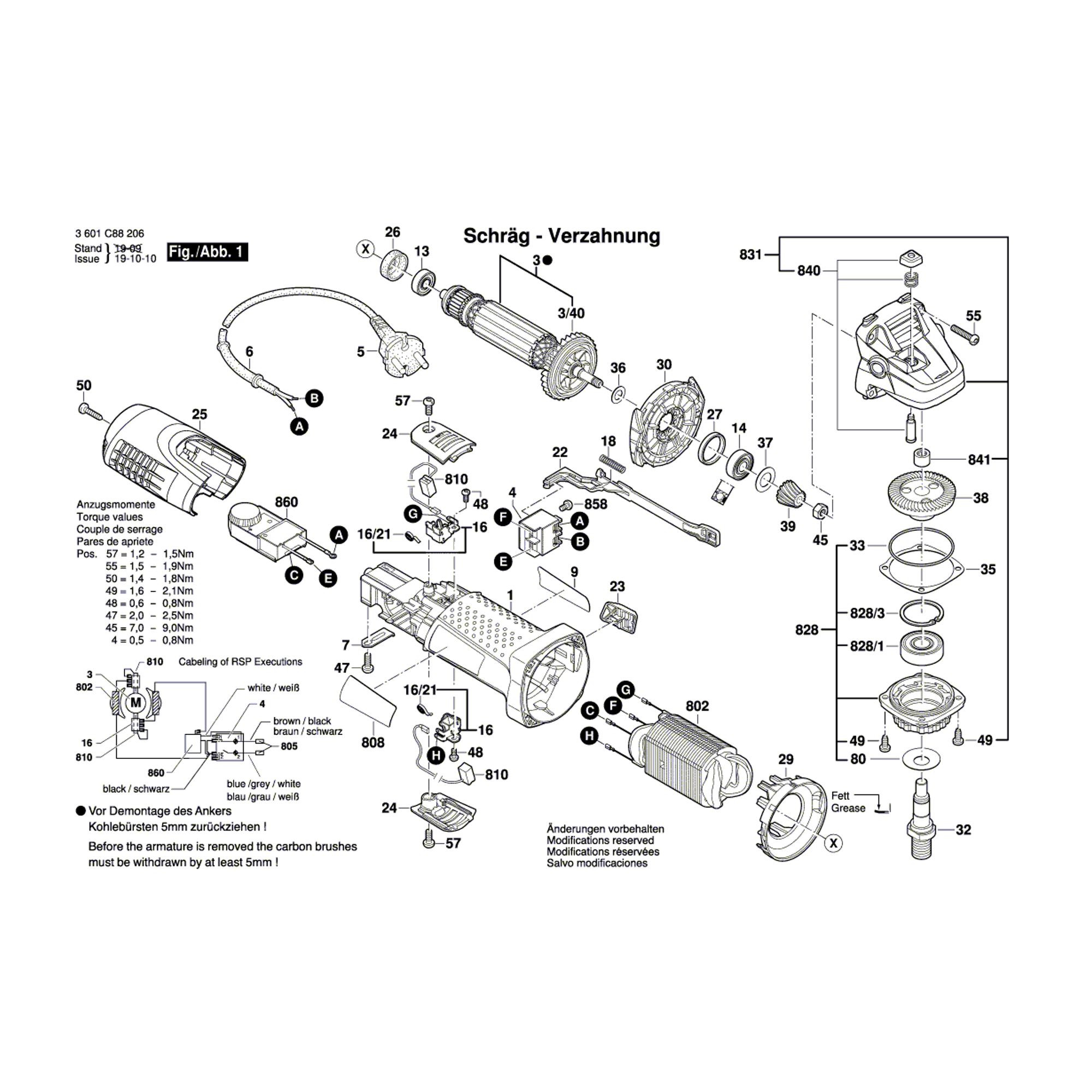 Vue éclatée Bosch GWS7-125S 3601C88207 #01