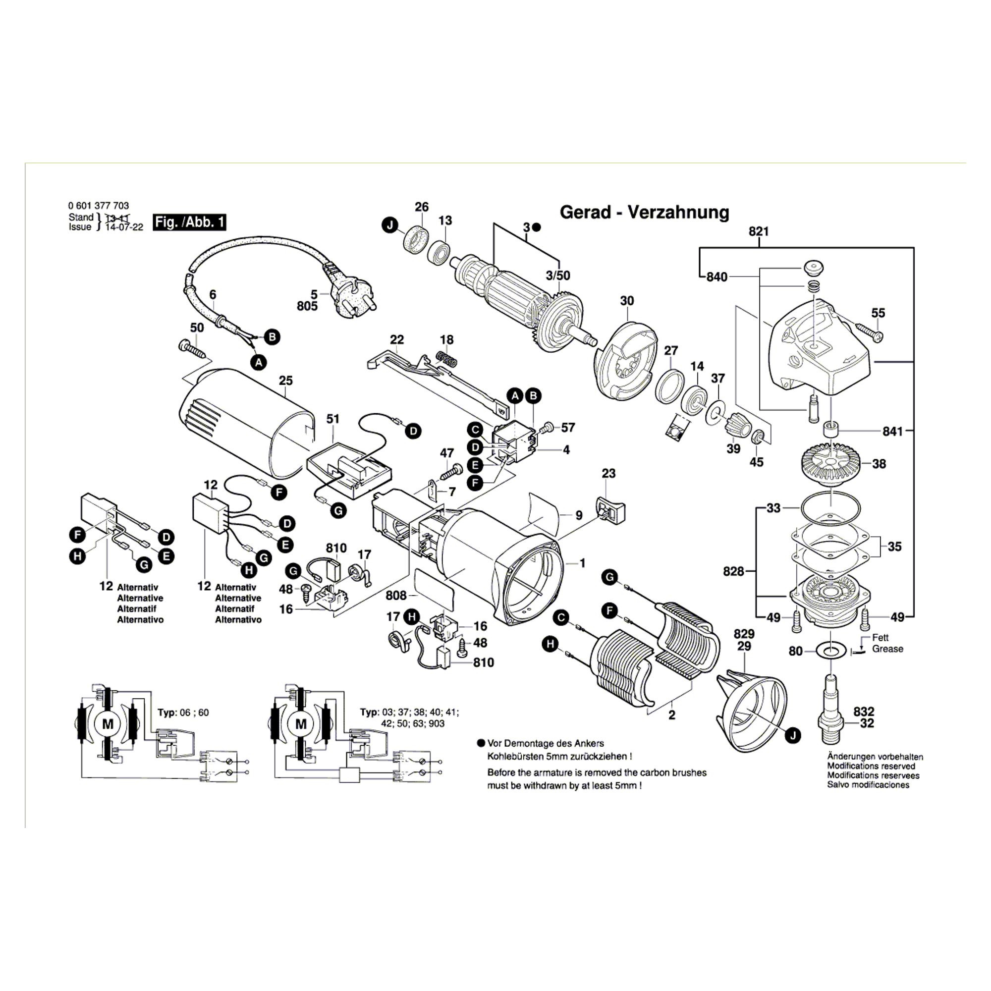 Vue éclatée Bosch GWS8-125C 0601377903 #01