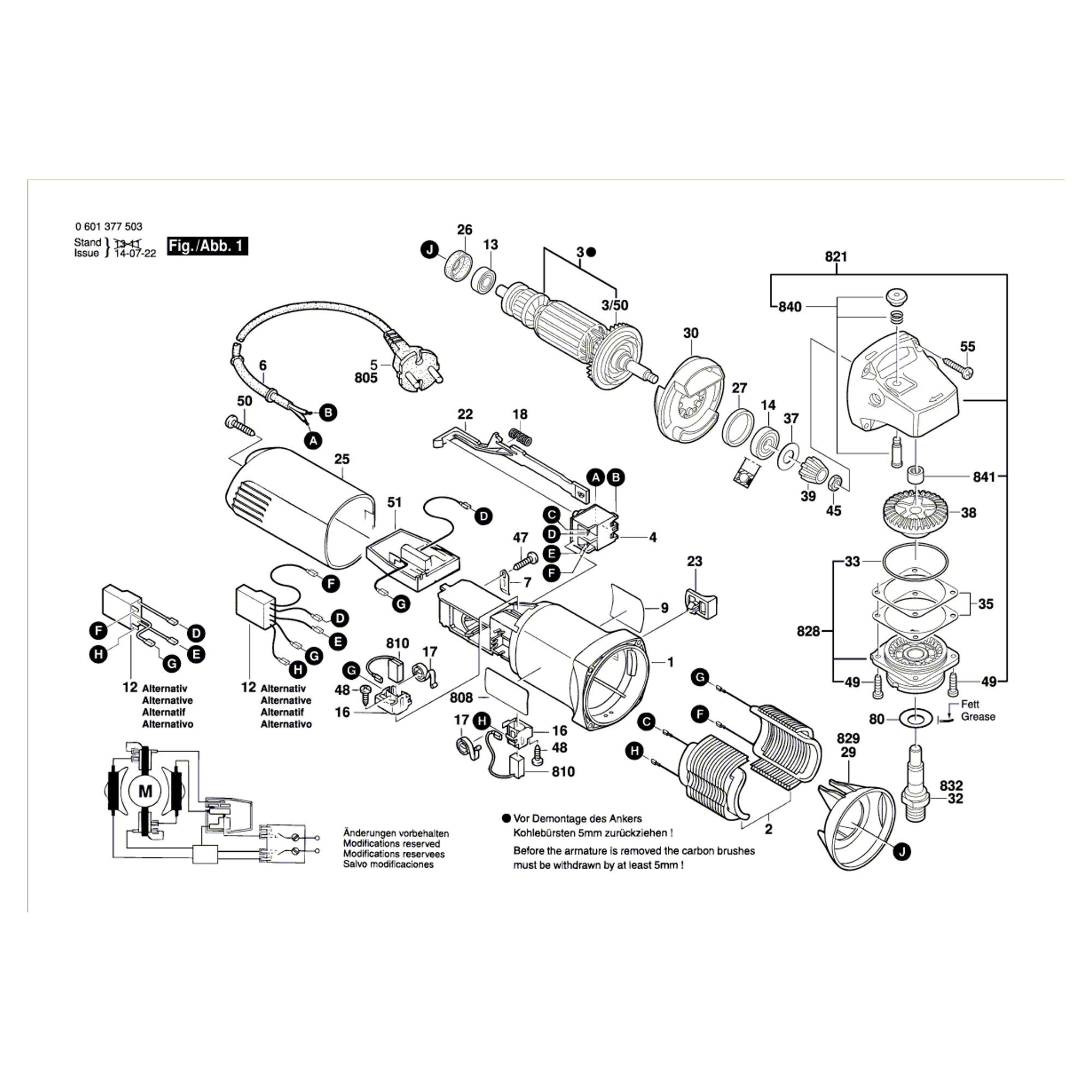 Vue éclatée Bosch GWS850C 0601377503 #01