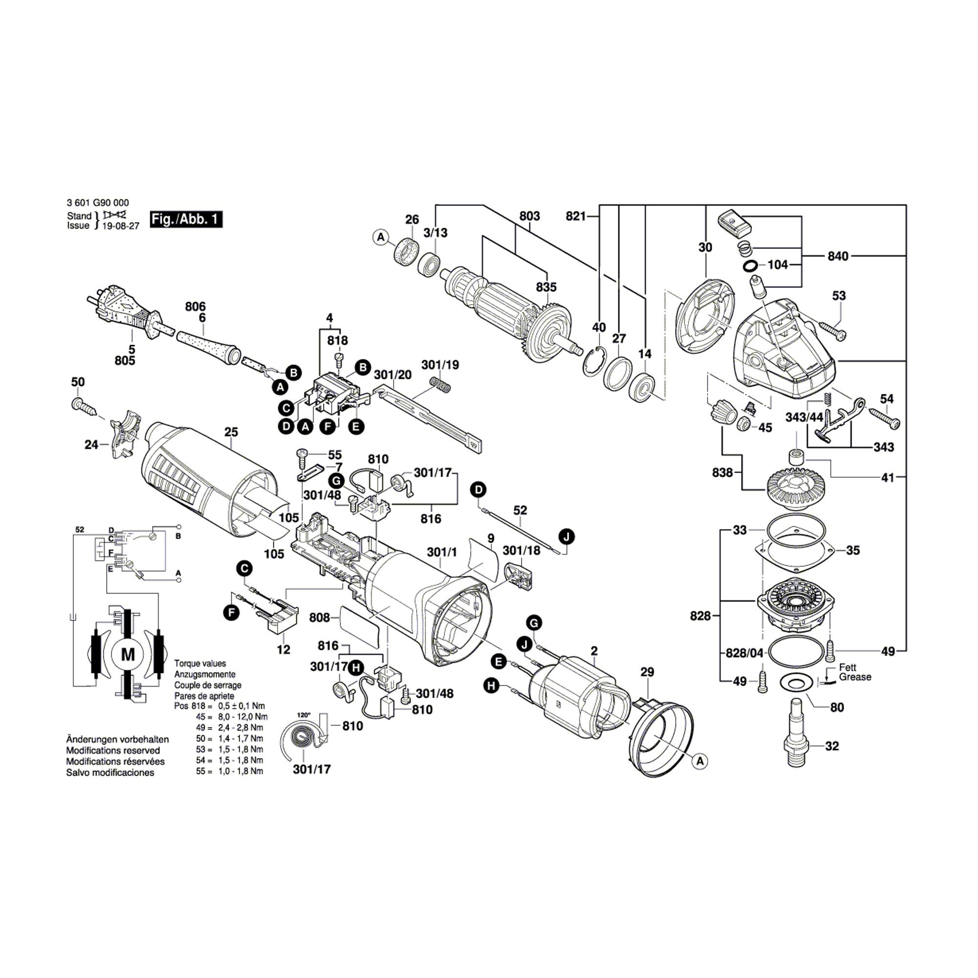 Vue éclatée Bosch GWS9-125 3601G91000 #01