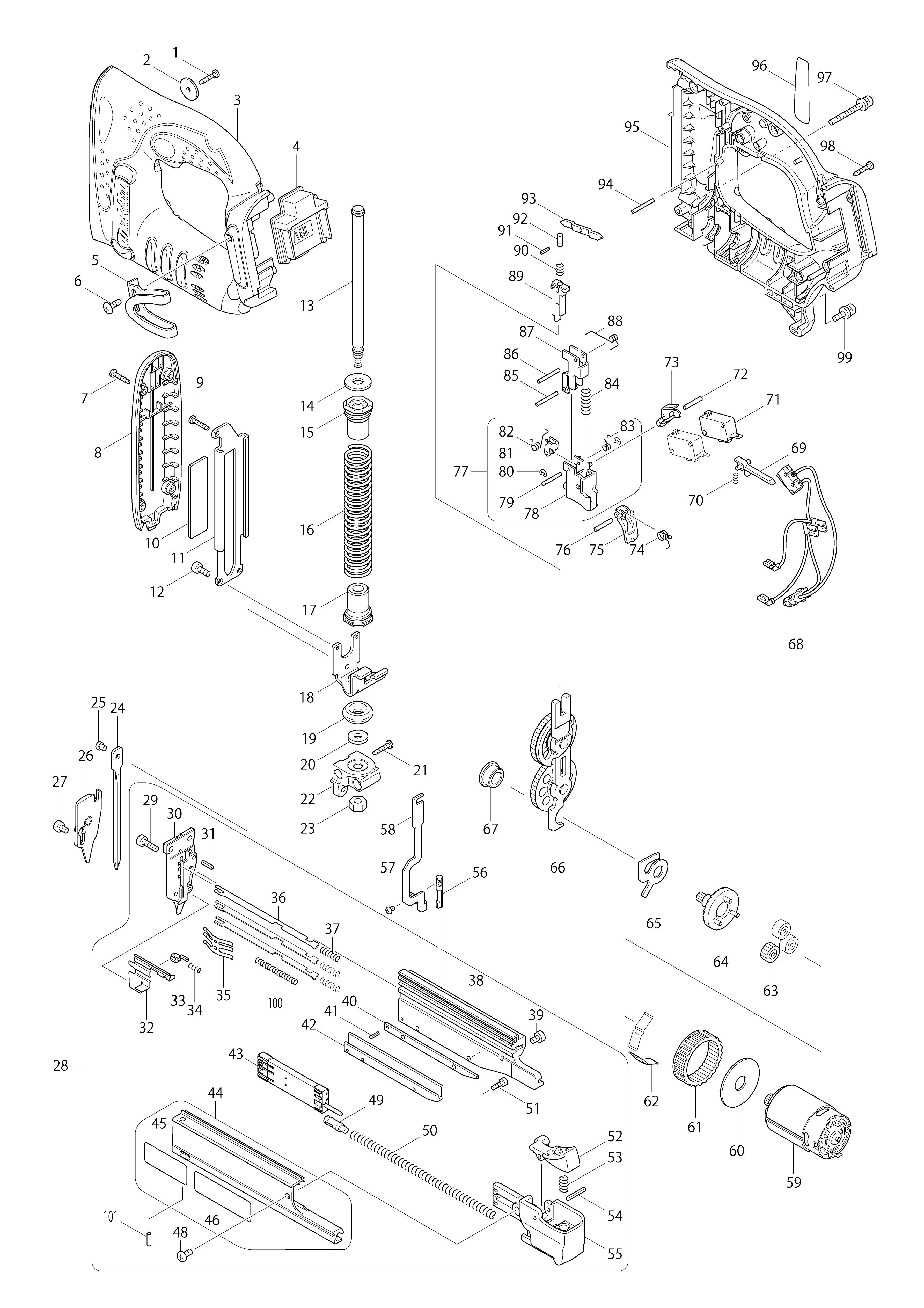 Vue éclatée Makita BPT351#01