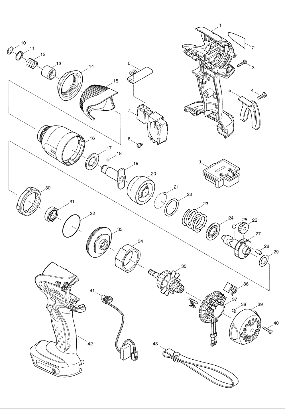 PIECES DETACHEES VISSEUSE A CHOCS MAKITA BTD 130F - Pièces détachées