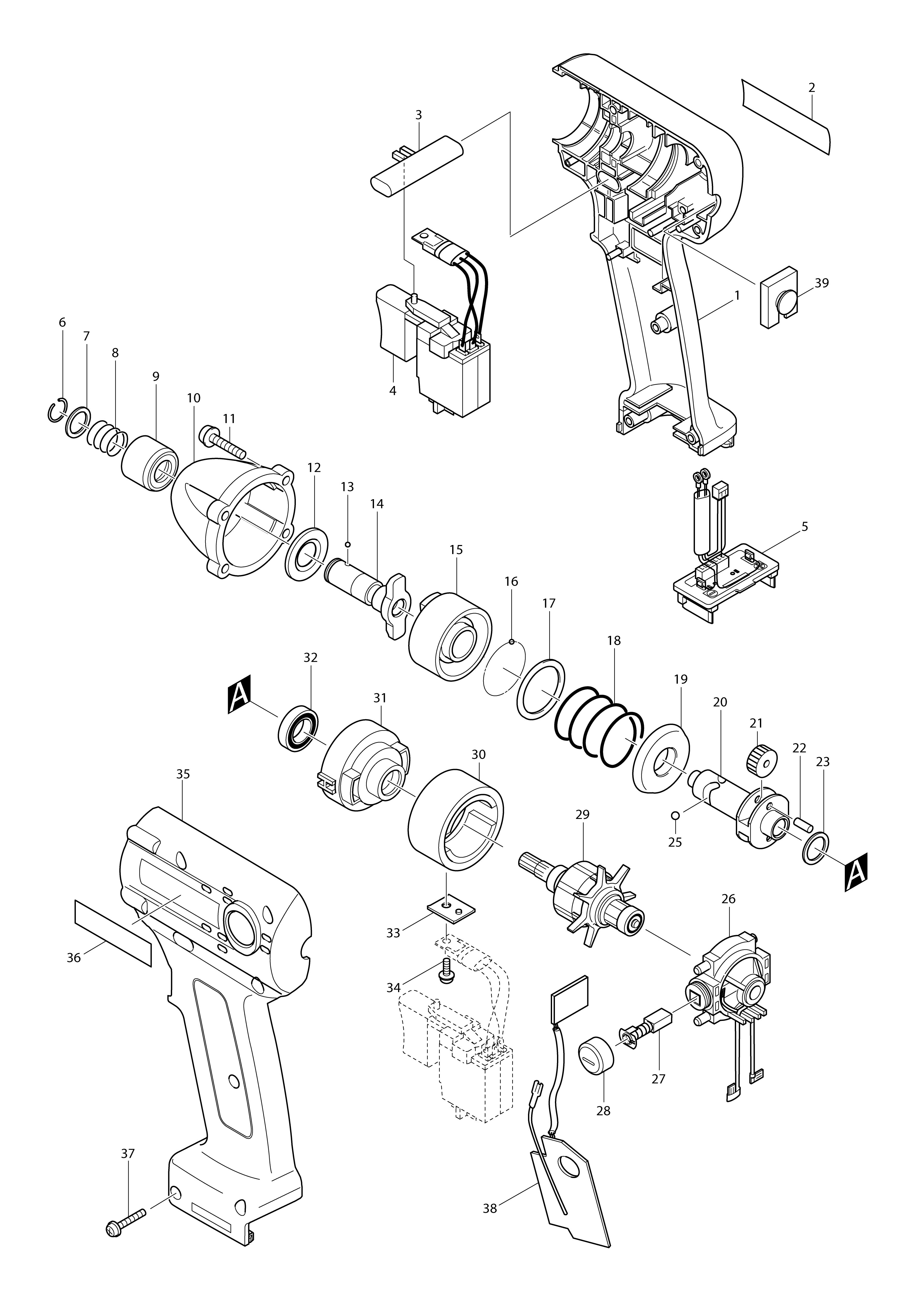 Vue éclatée Makita BTD062#01