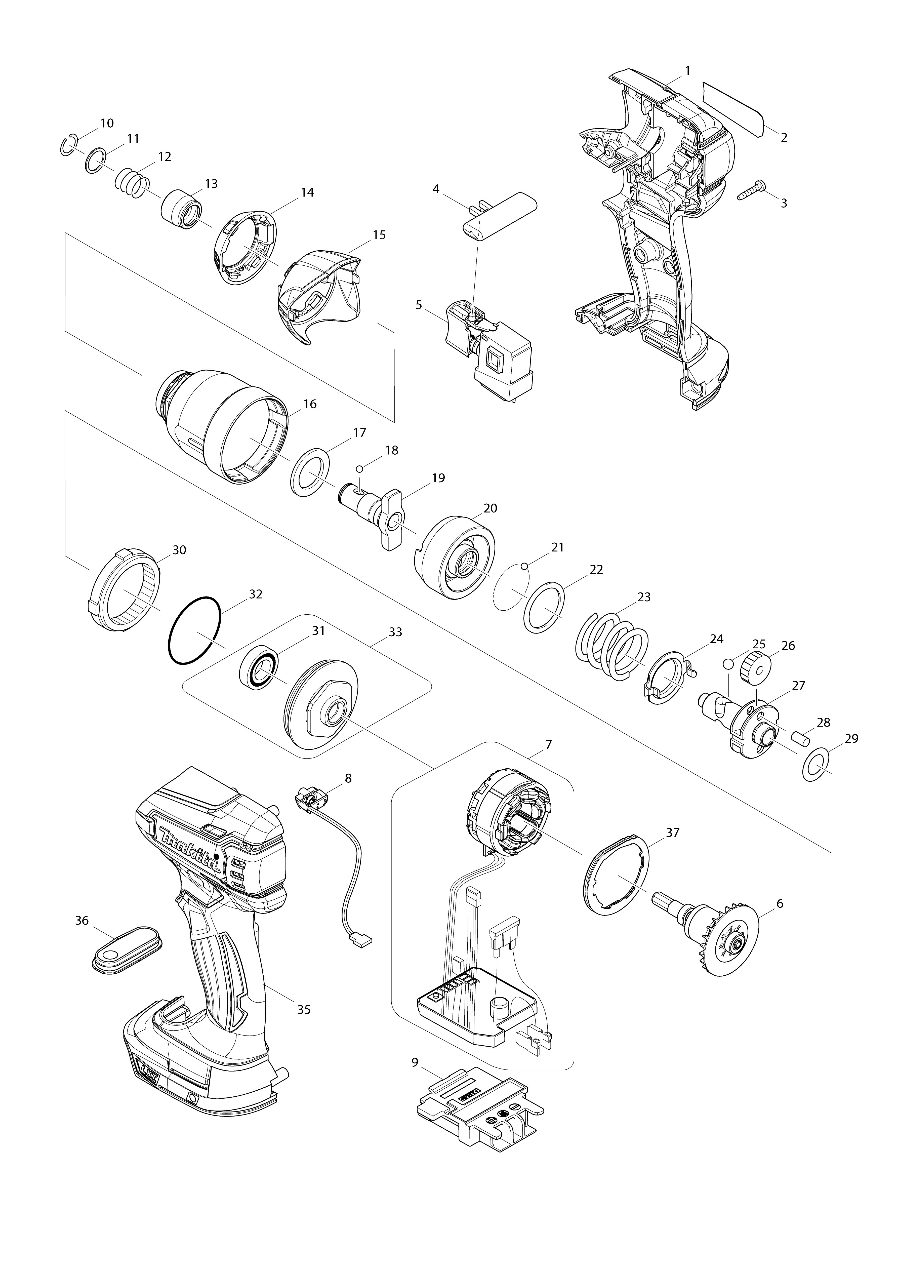 Vue éclatée Makita BTD136#01