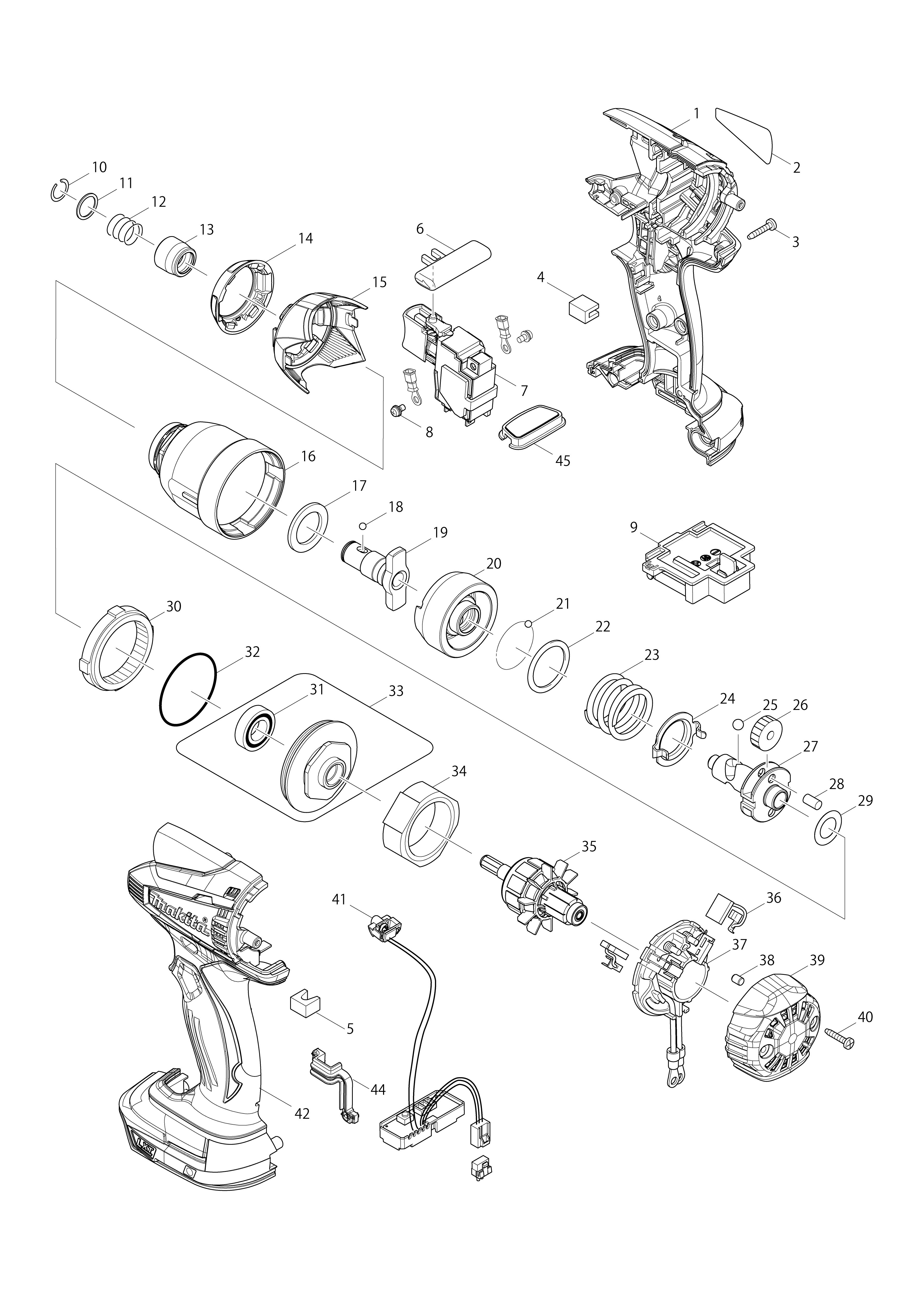 Vue éclatée Makita BTD146#01