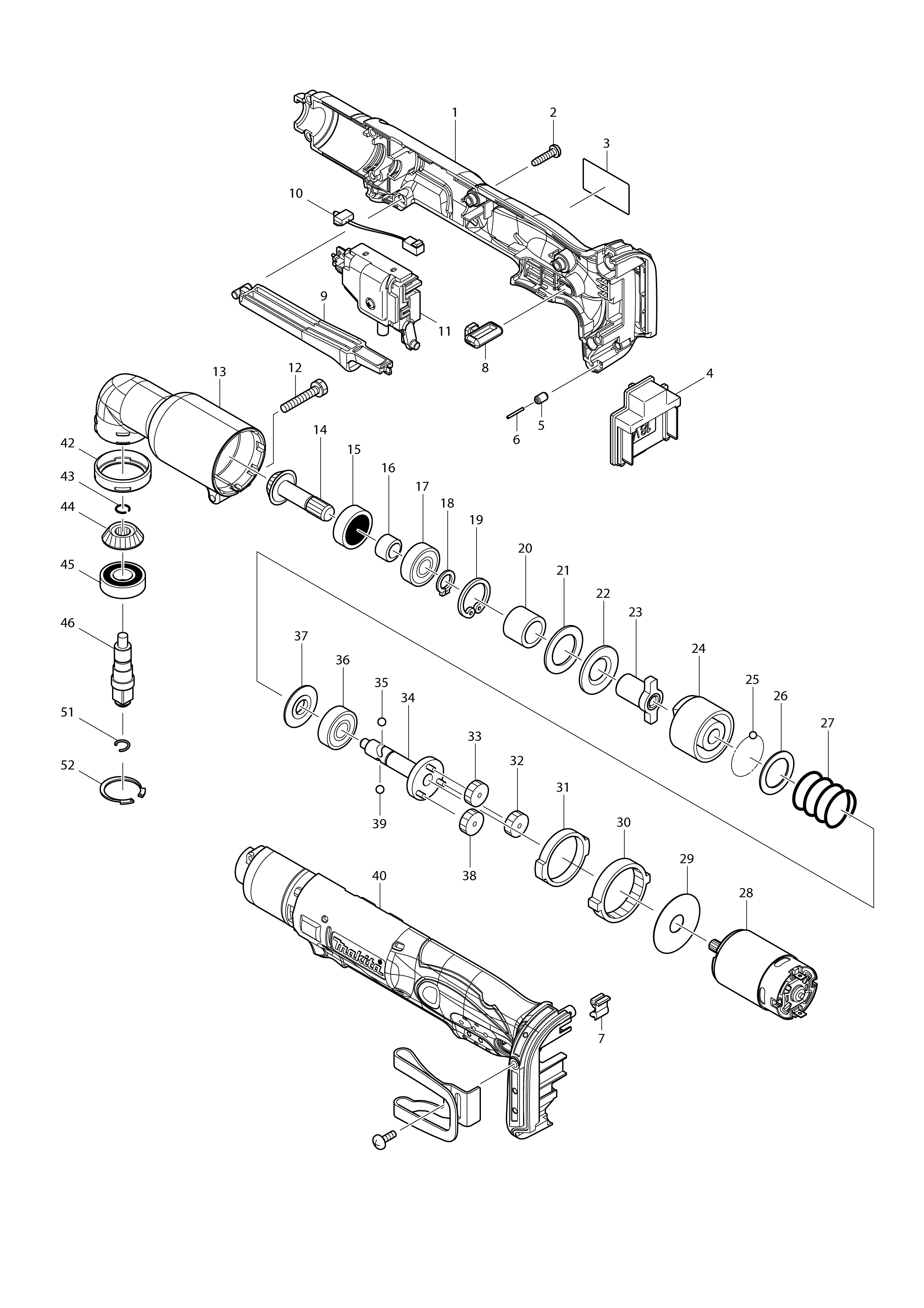 Vue éclatée Makita BTL063#01