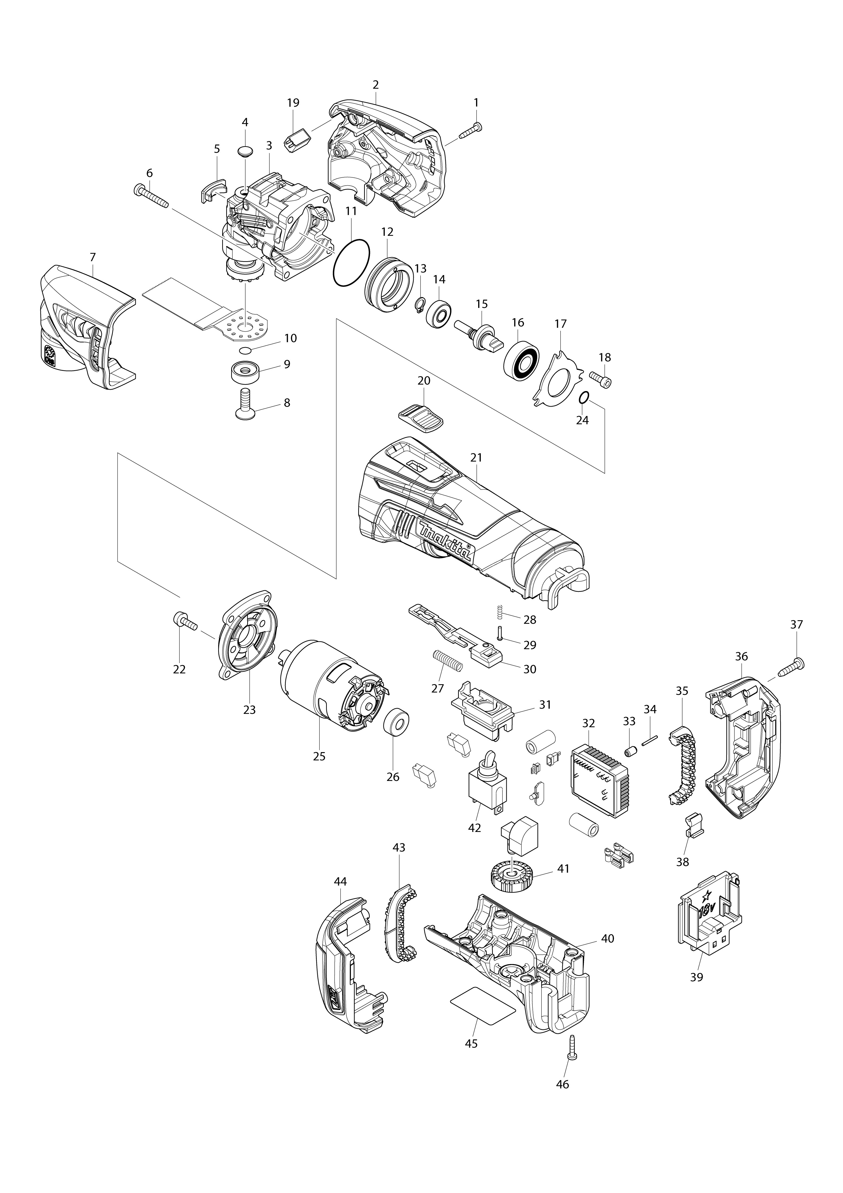 Vue éclatée Makita BTM50#01
