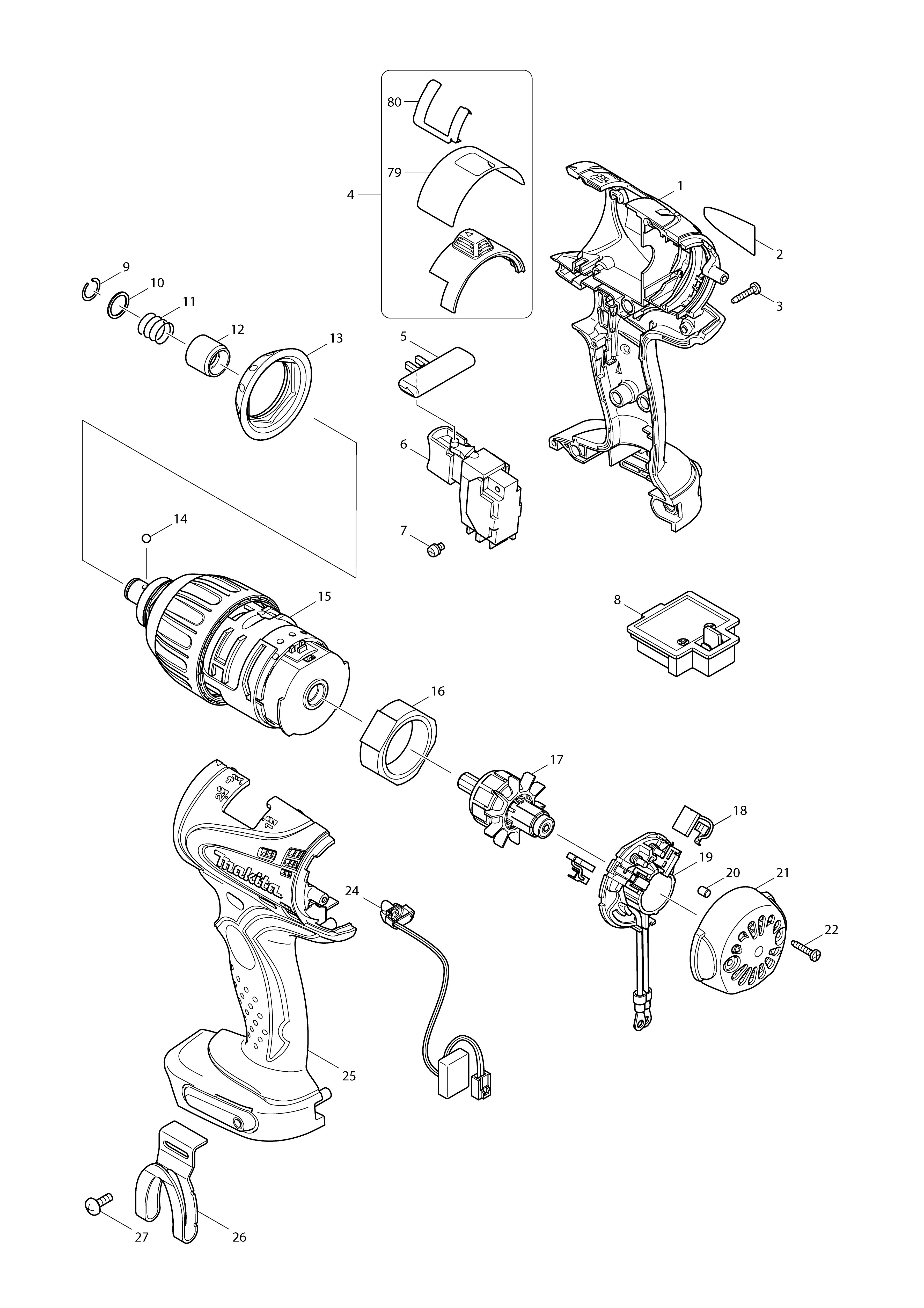 Vue éclatée Makita BTP140#01